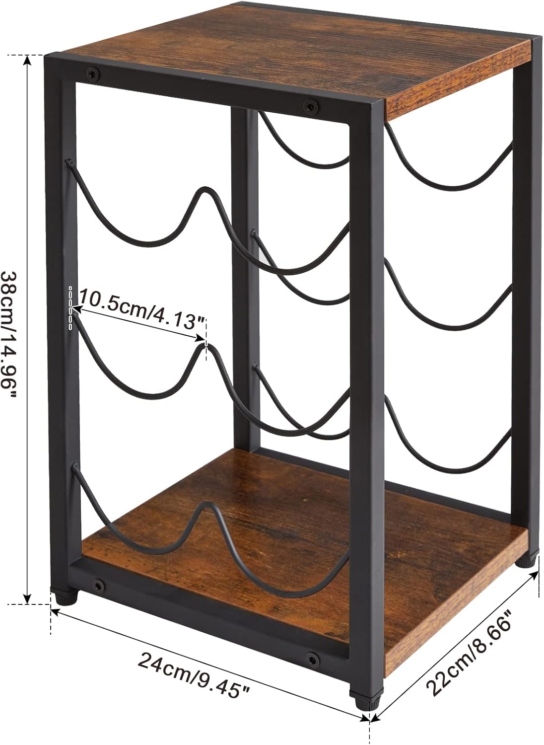 Rustikales Weinregal TMJ901H, Holz 6 Flaschen