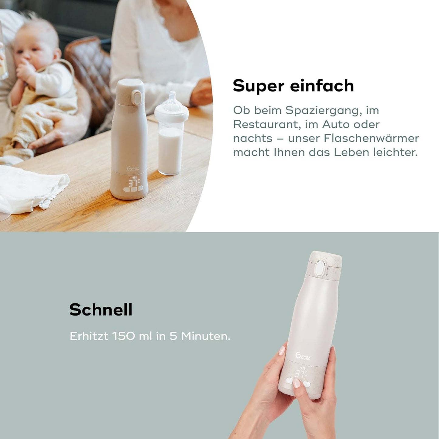 Mobiler Flaschenwärmer Moov & Feed, Beige