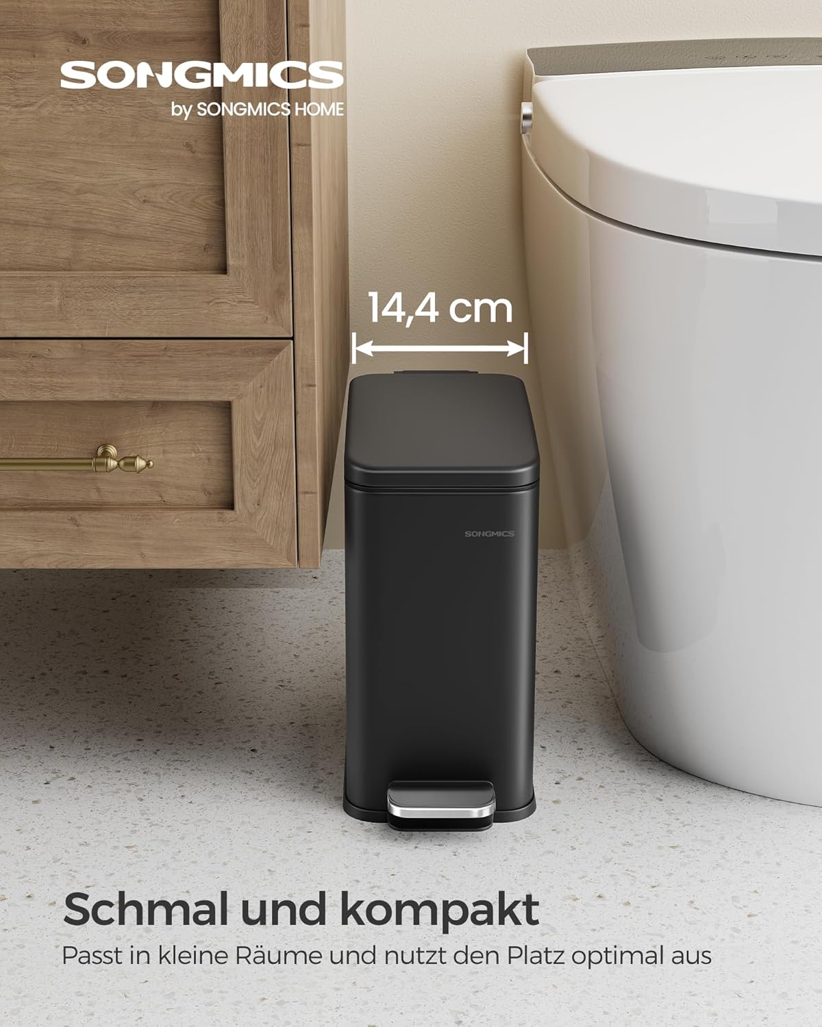 Kosmetikeimer mit Softclose-Mechanismus LTB560B05V1, schwarz 5 L