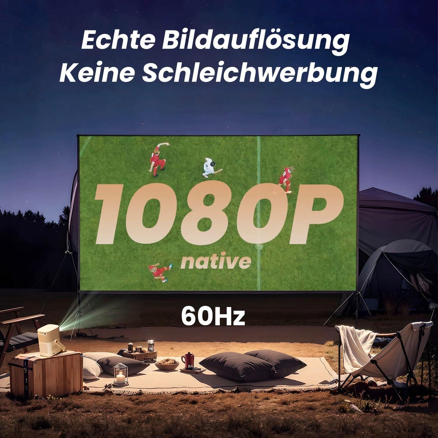 Tragbarer Projektor mit JBL-Sound und Autofokus, T2-Standard off-white