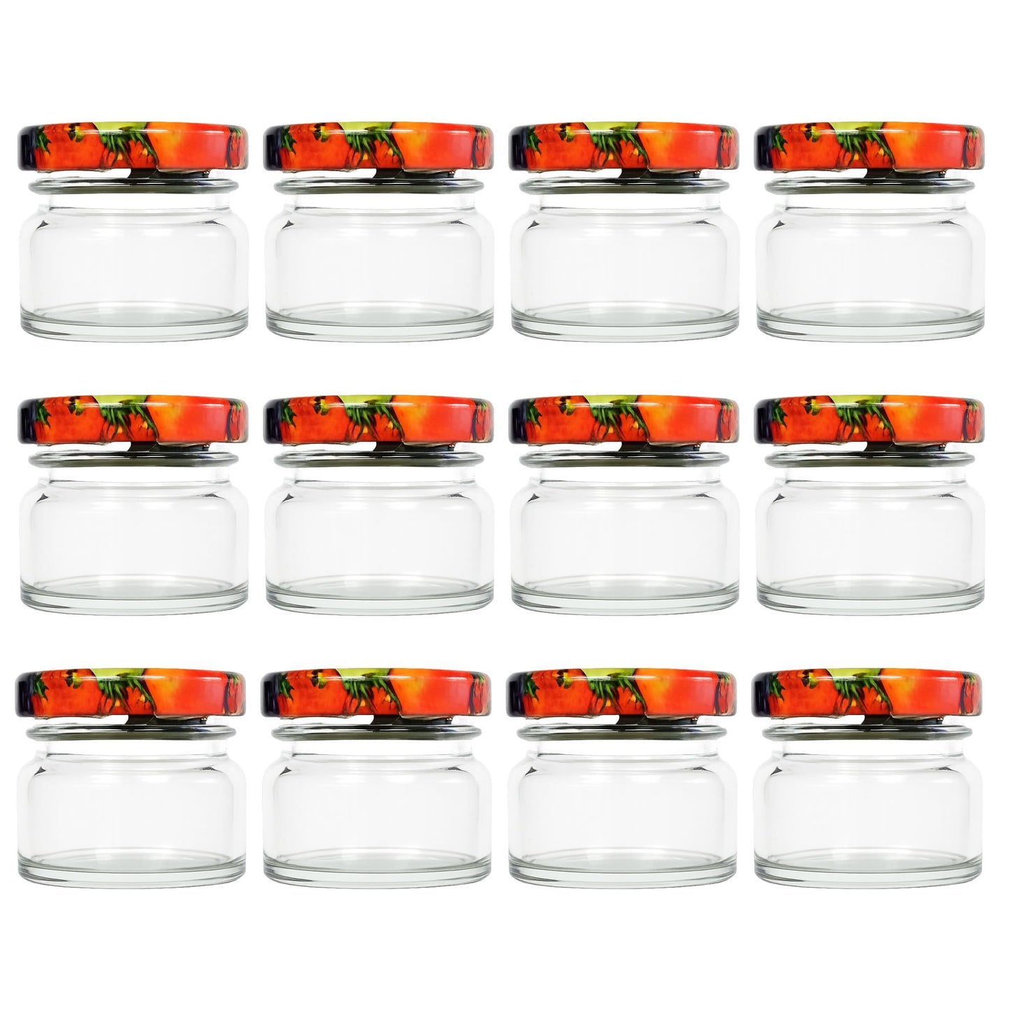 Mini Marmeladengläser-Set mit Schraubdeckel (12 Stück, 30 ml), Obst 30 ml 12
