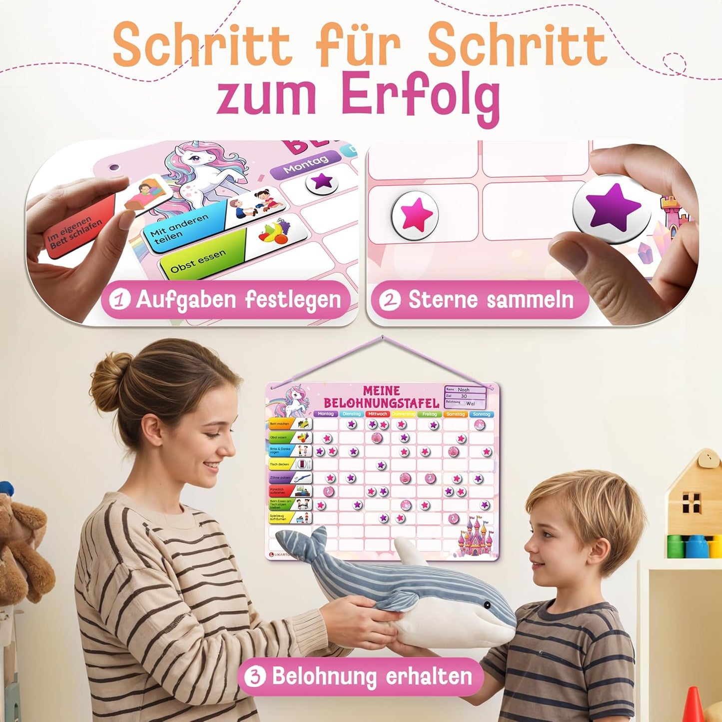 Belohnungstafel für Kinder, Pink / Belohnungstafel