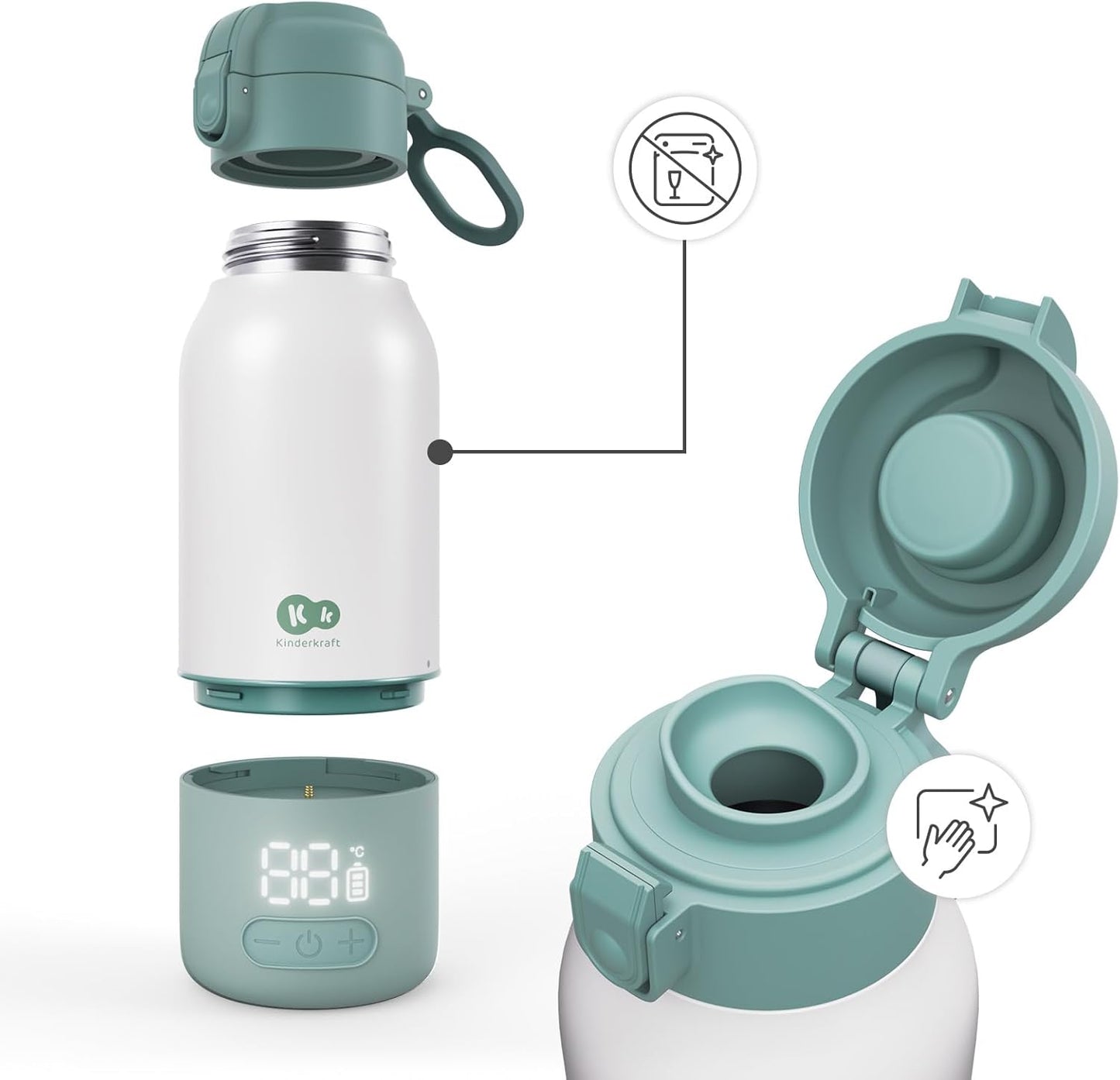 Mobiler 2-in-1 Flaschenwärmer mit Thermoskanne, Grey