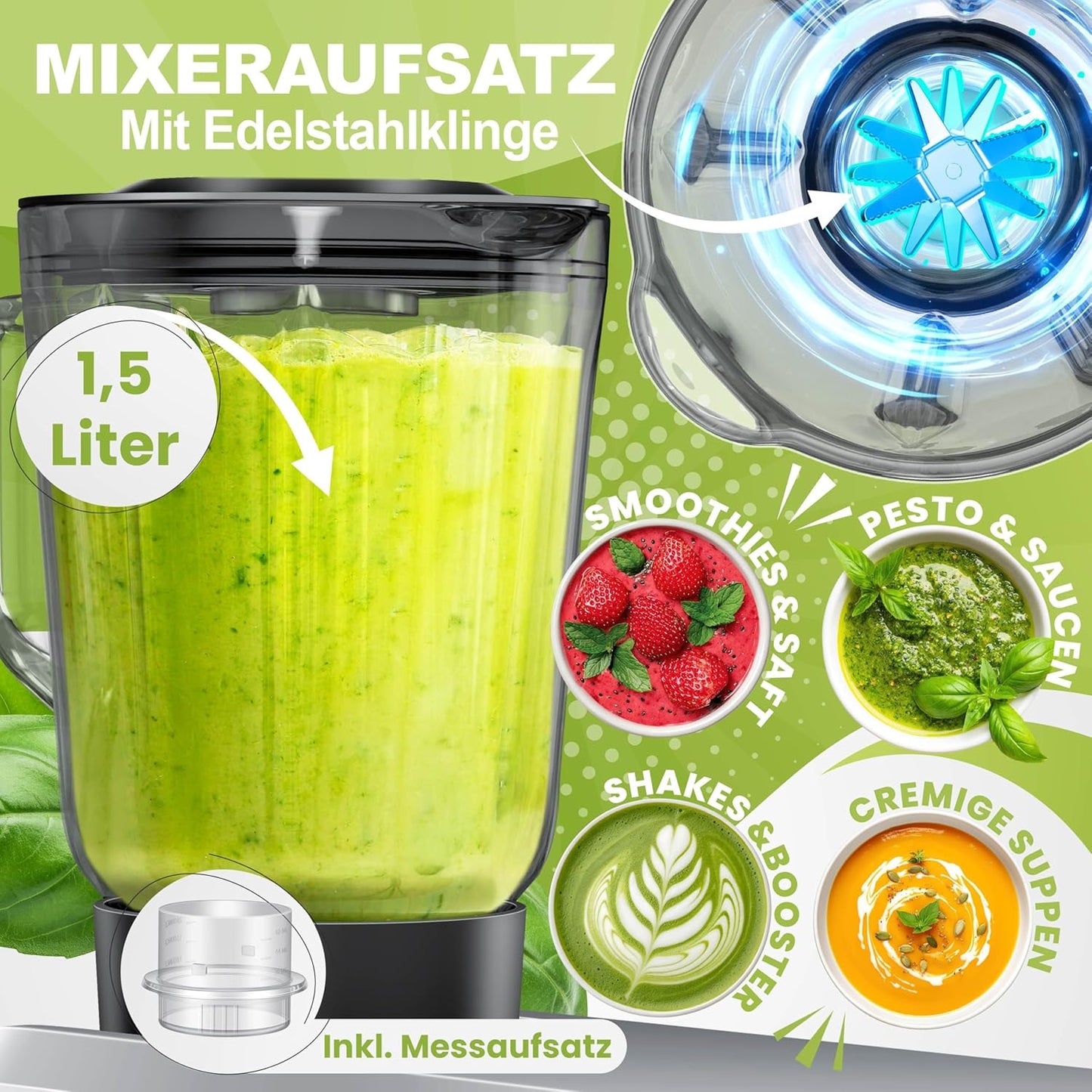 3 in 1 Universal Küchenmaschine mit Fleischwolf und Mixeraufsatz K-KM 3000