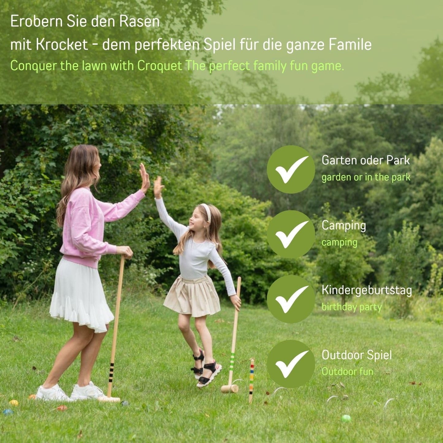 Krocketspiel-Set für 6 Spieler mit Tragetasche