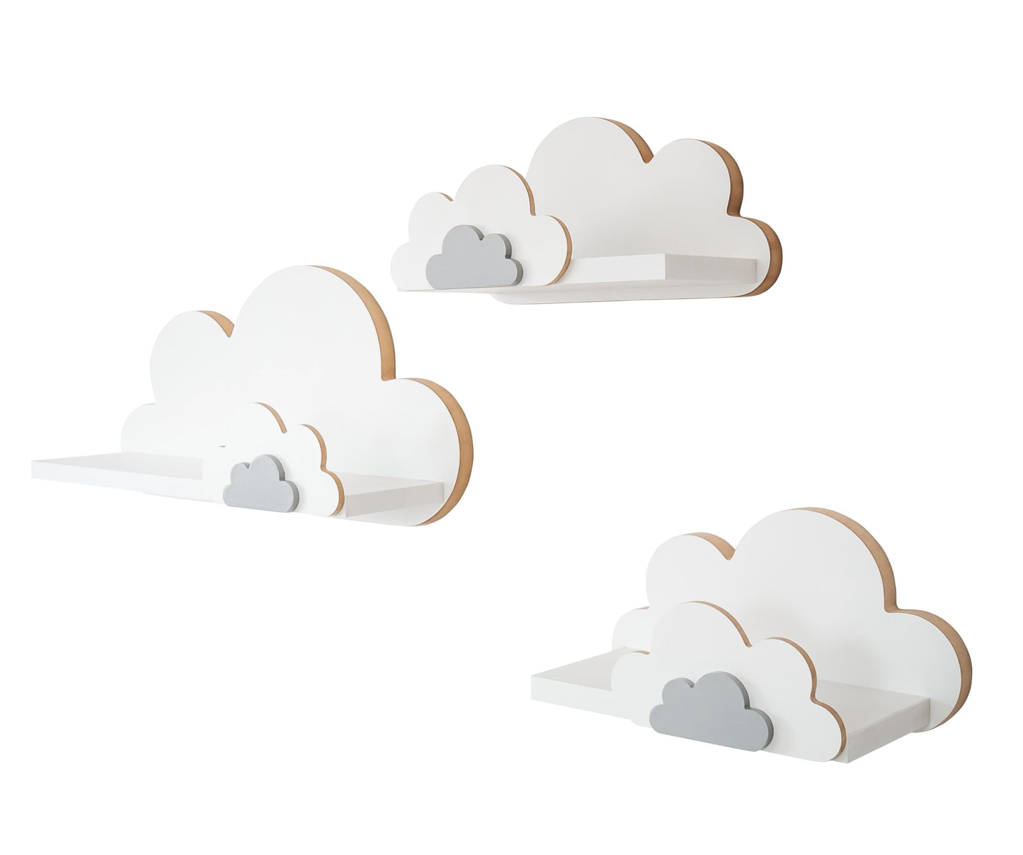 Wandregal-Set Wolke für Kinderzimmer (3-teilig), Fisia Elegance