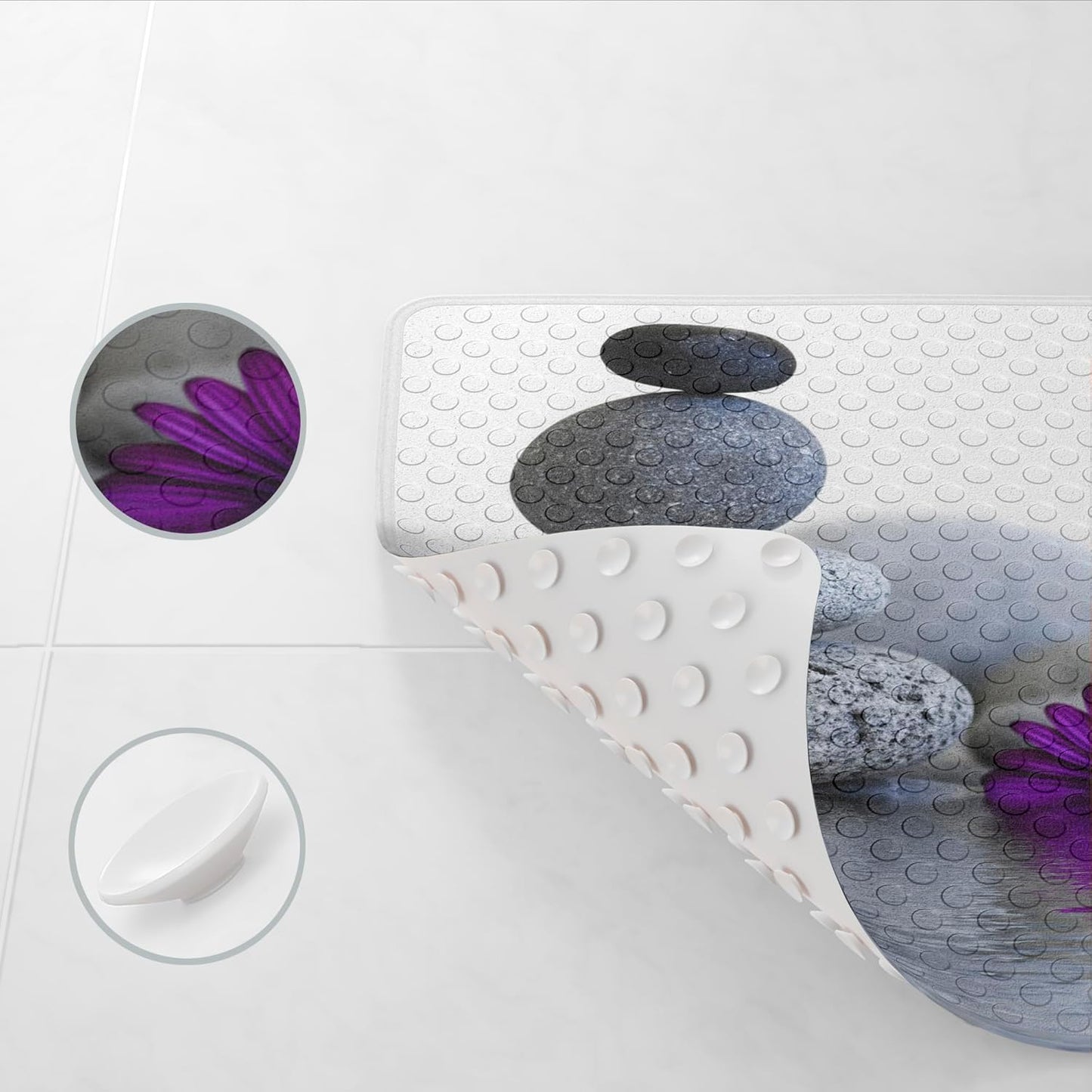 Antirutsch-Badematte, maschinenwaschbar, Energy Stones-Motiv, Energy Stones