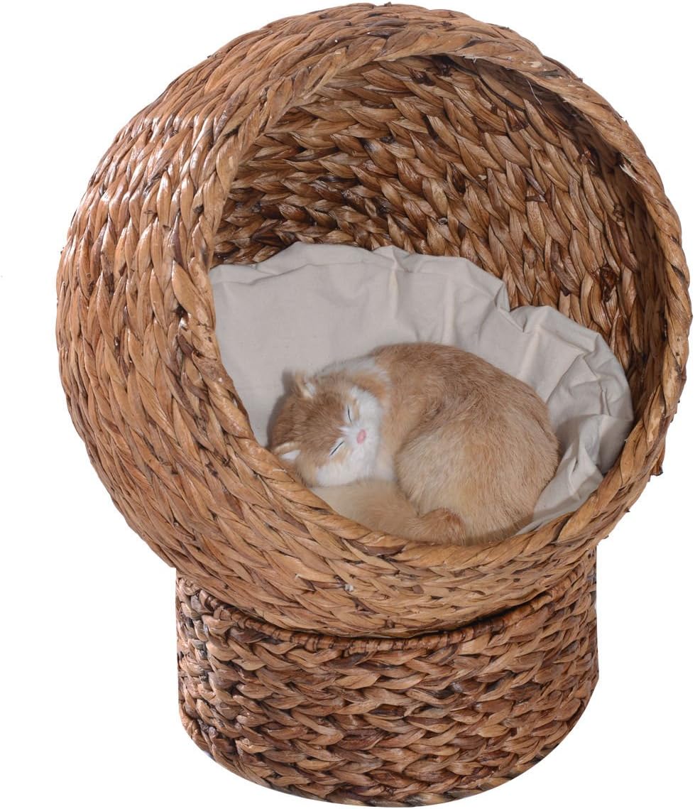 Katzenkorb mit Kissen, 50L x 42B x 60H cm Braun