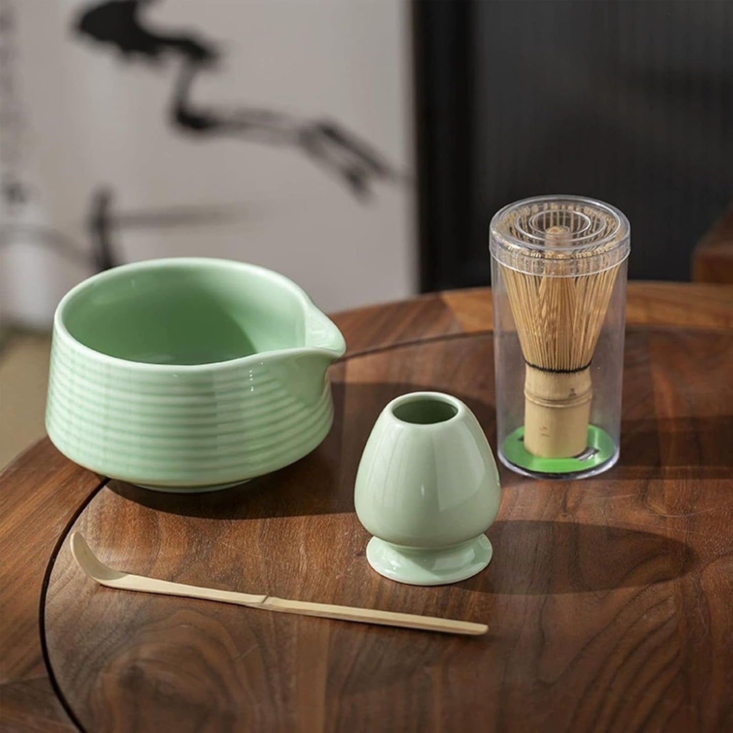 4-teiliges Matcha-Teezeremonie-Set, Mintgrün