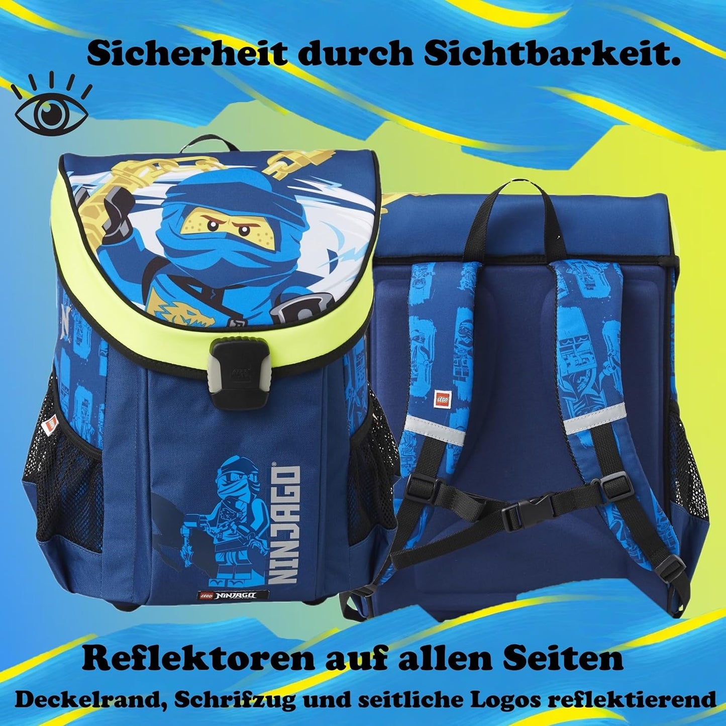 Schulranzen-Set für Grundschüler (9-teilig), Blau 9-teiliges Set mit Sporttasche