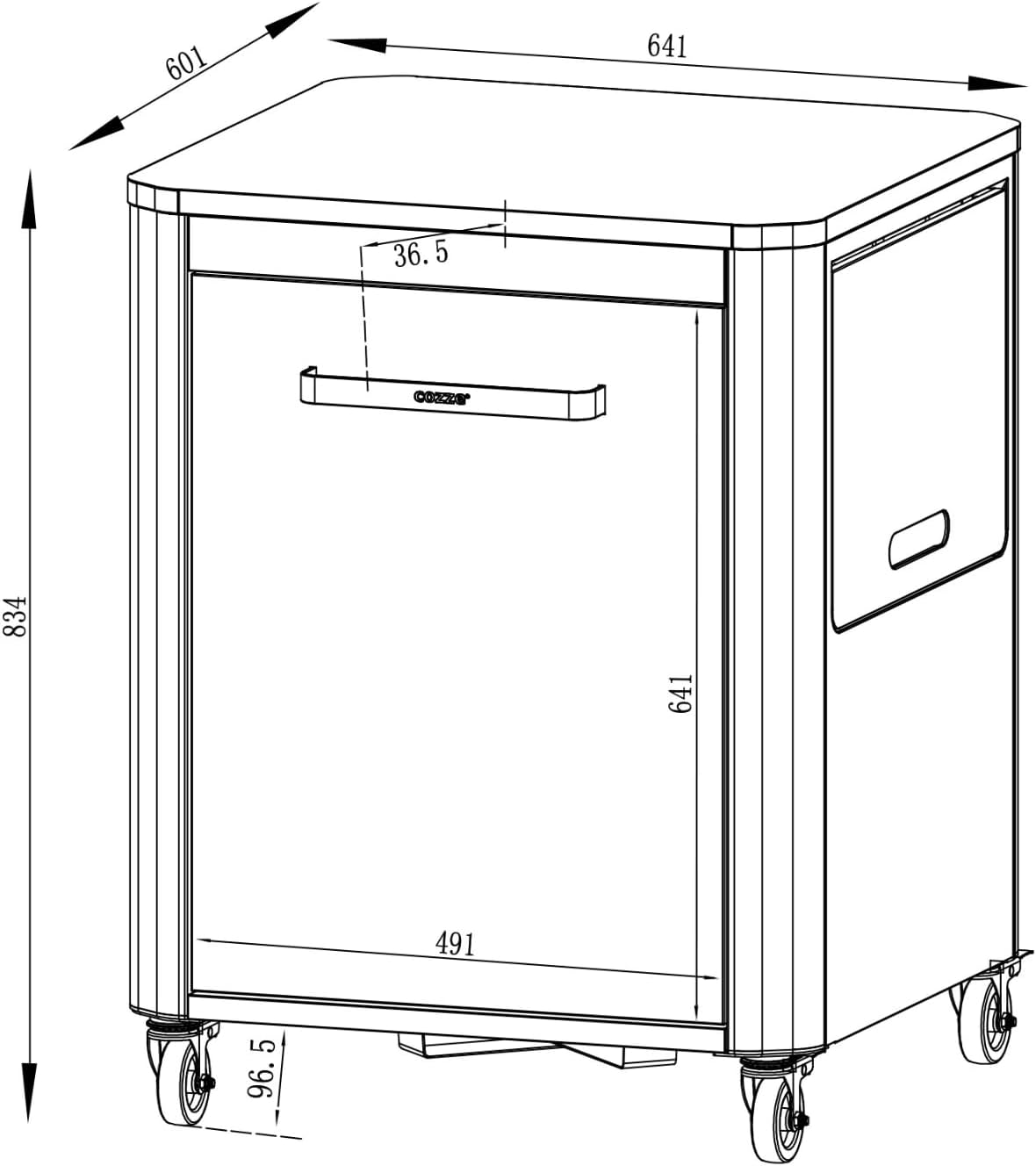 Tisch zu Plancha 600, 1-Tür B 117 x T 67 x H 83 cm