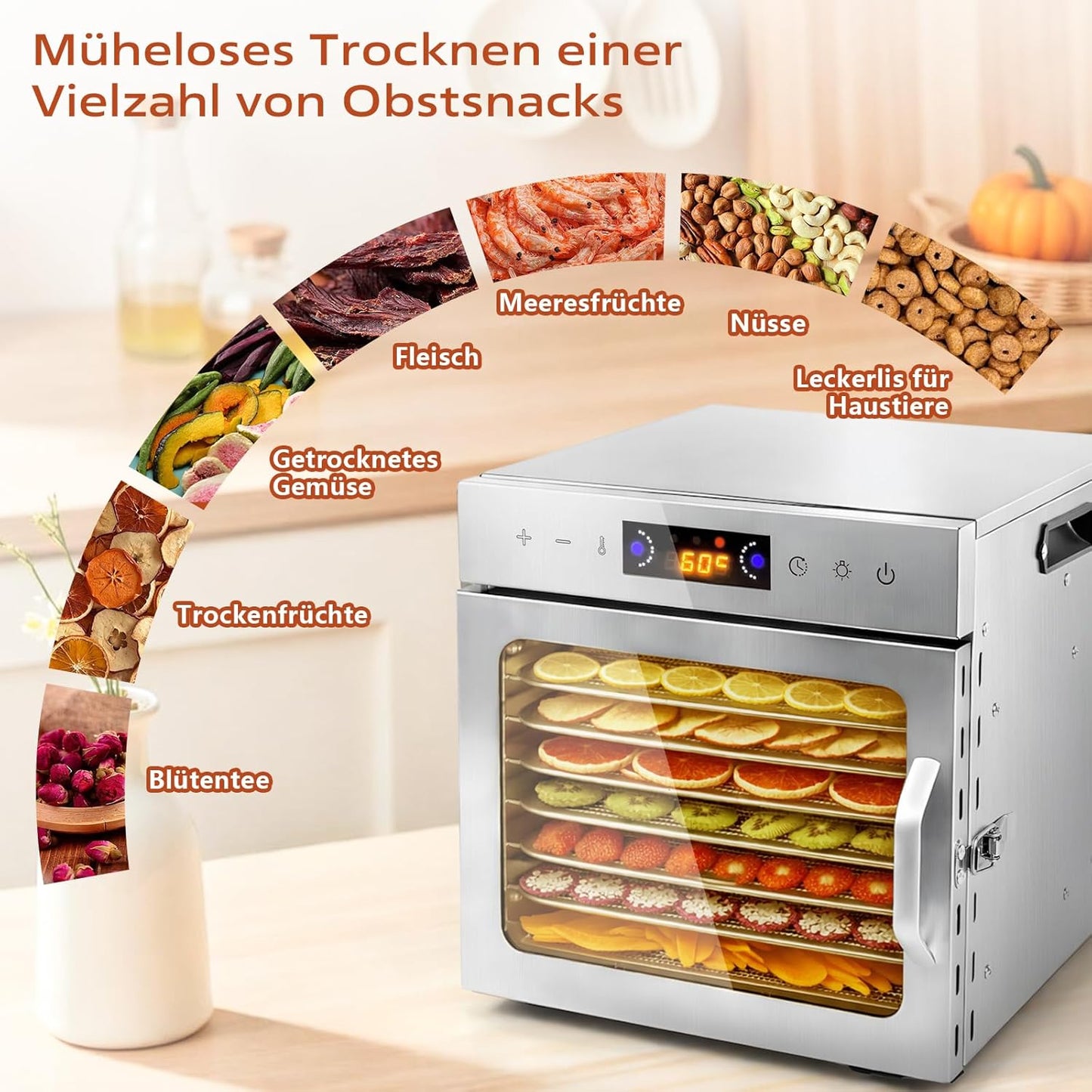Dörrautomat mit 8 Einschüben und Rezeptbuch
