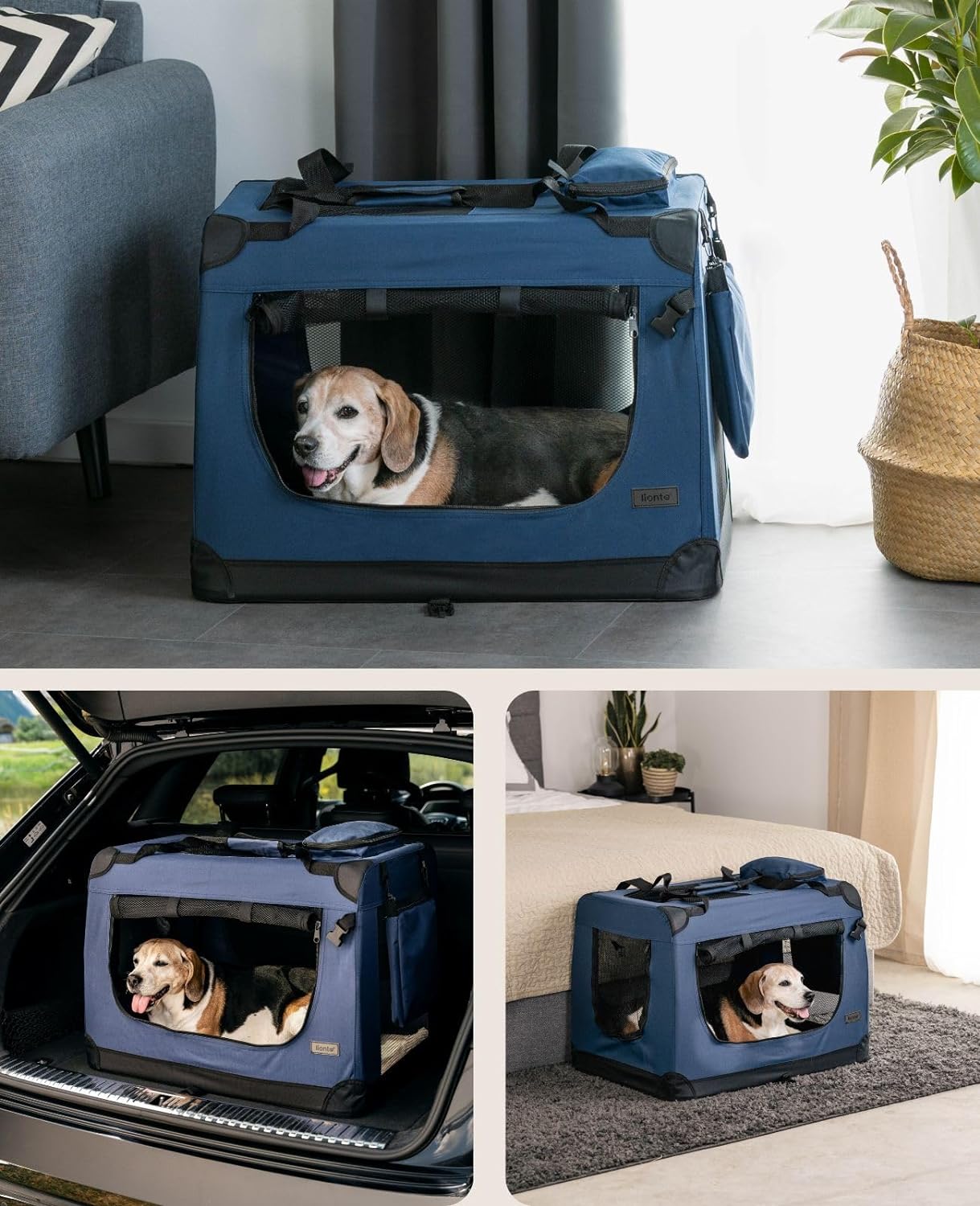 Hundetransportbox, Dunkelblau, 3 - M: 70x52x50 cm