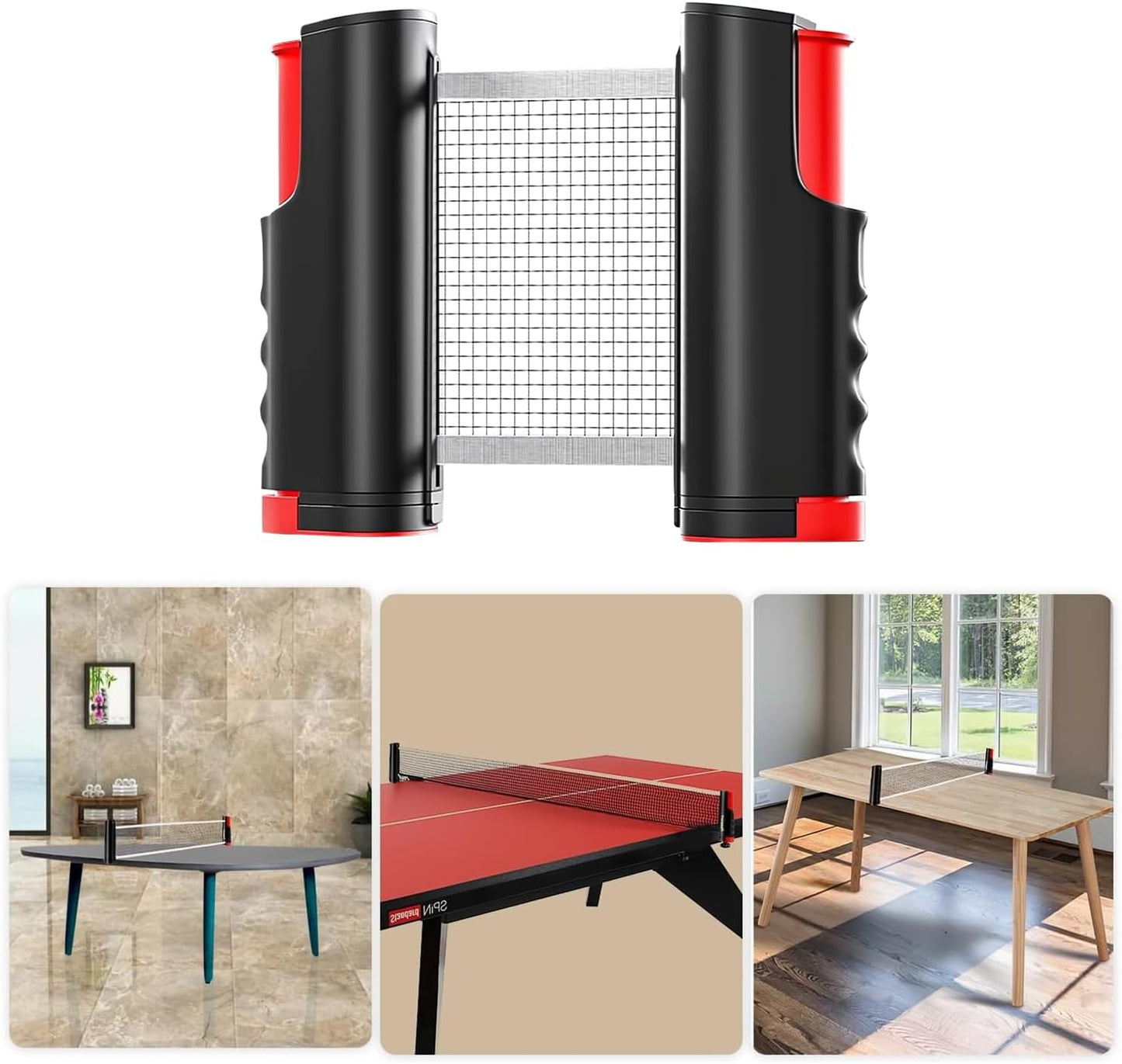 7-teiliges Tischtennisschläger Set mit einziehbarem Netz