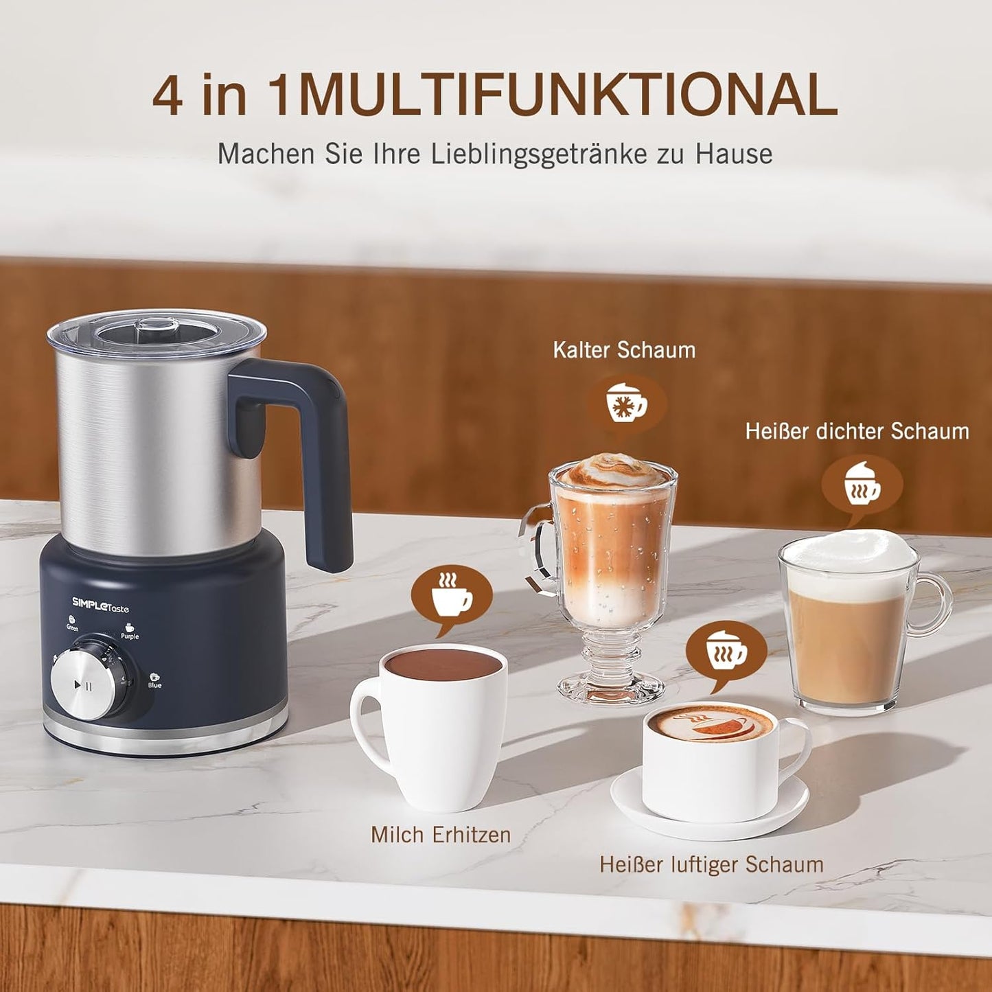 Elektrischer Milchaufschäumer, Spülmaschinengeeignet & Ersatzquirl