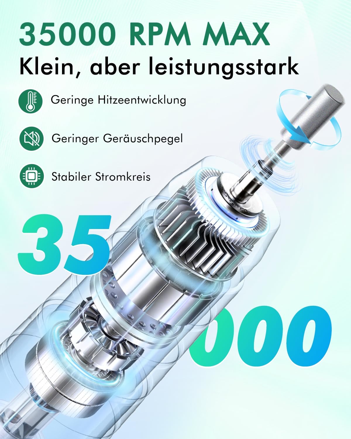 Elektrische Nagelfräsmaschine 35.000 U/min Set, Grün