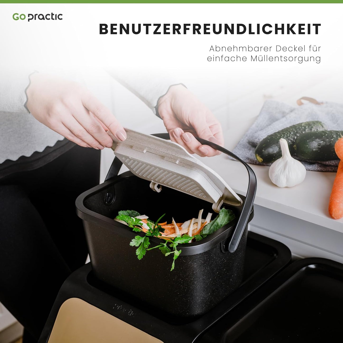 Biomülleimer, 4,5L Schwarz