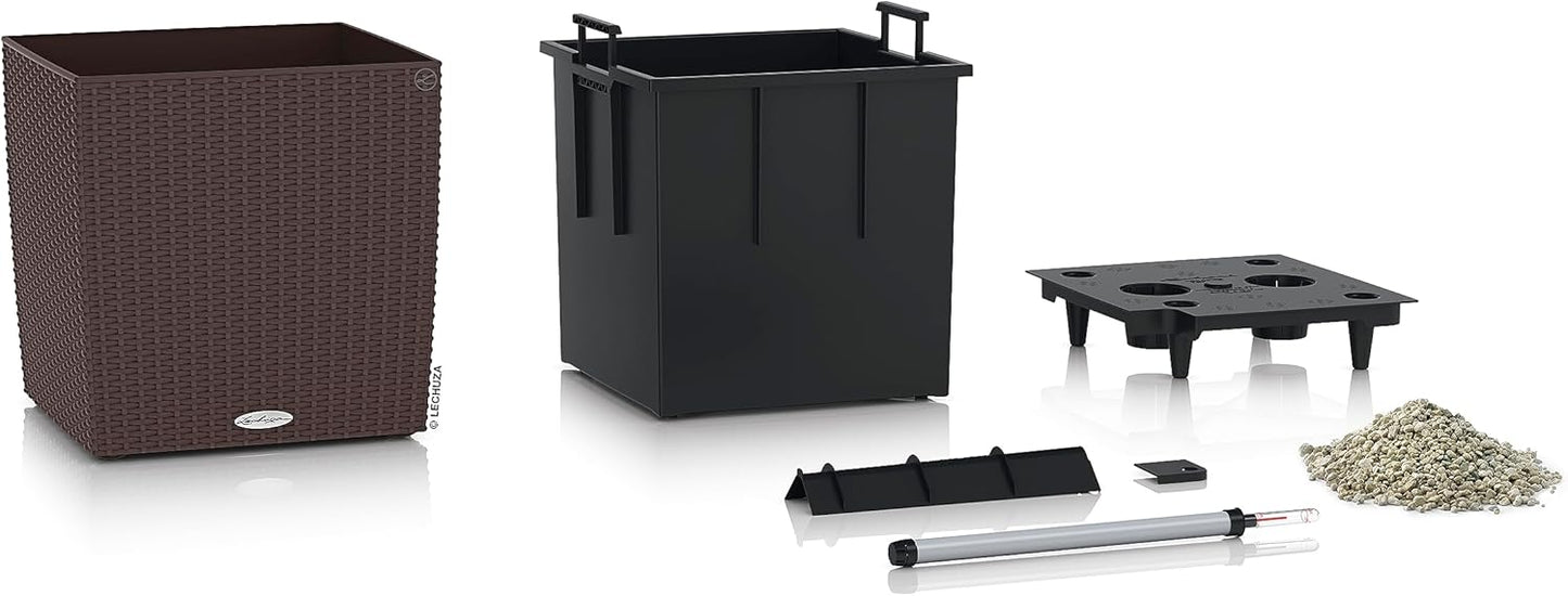 Cube Cottage Pflanzgefäss, Pflanzgefäss mit Erd-Bewässerungs-System 39 x 39 x 40 cm Mokka