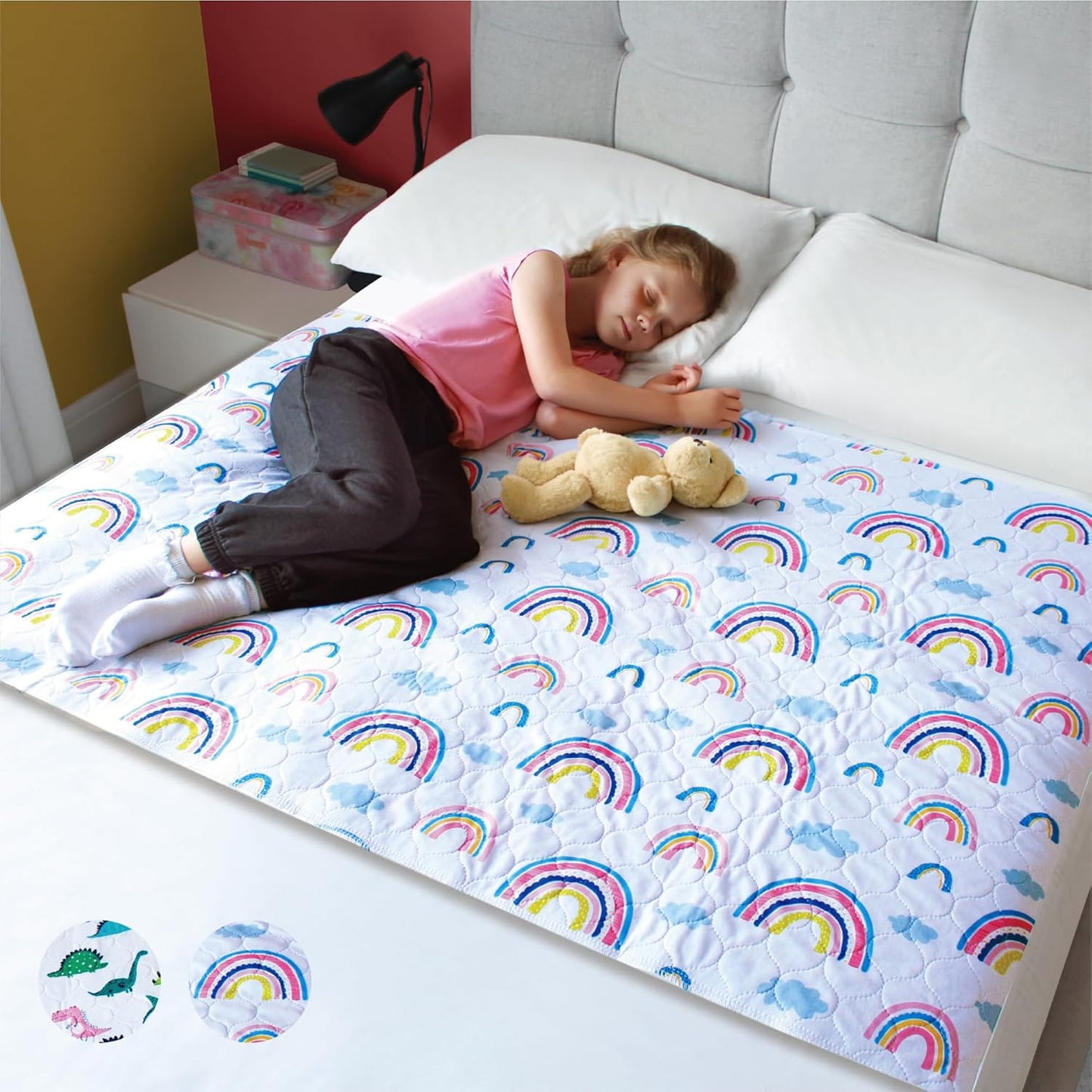 Wasserdichte Bettunterlage für Kinder, Regenbogen / gross