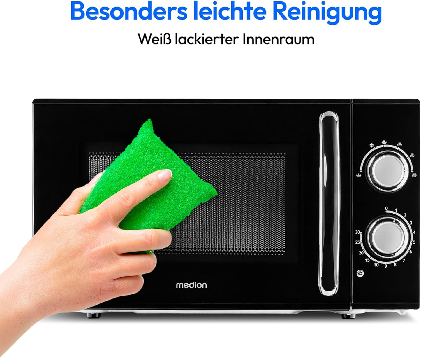 MD 15644 Mikrowelle, Schwarz 17 Liter | 700 Watt | 6 Leistungsstufen