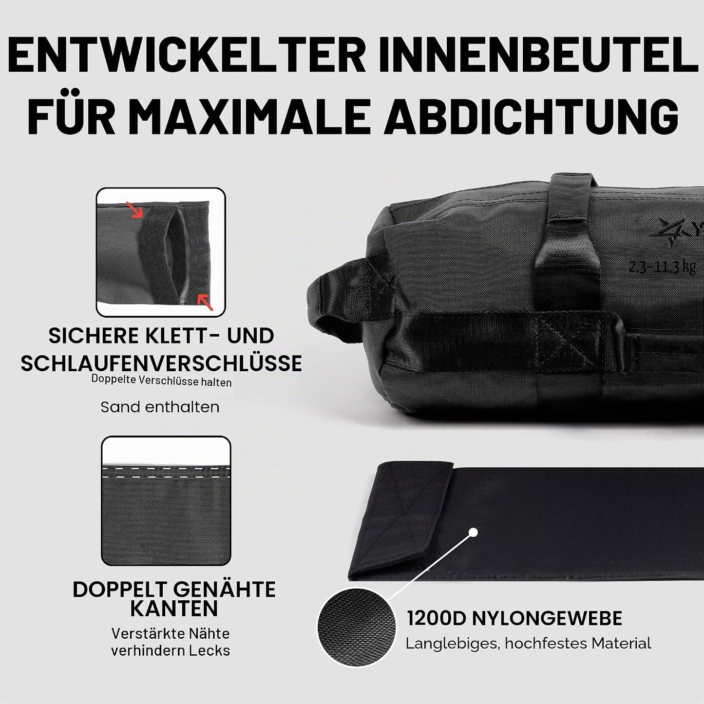 Verstellbare Sandsack für Krafttraining, E. Schwarz - (2kg - 11kg)