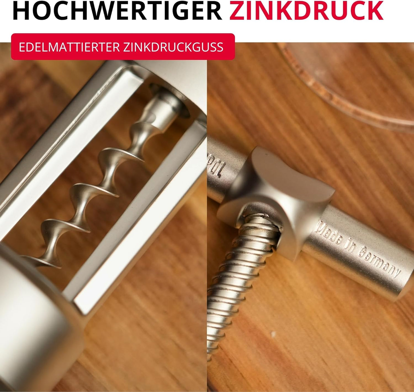 Glockenkorkenzieher mit Korkabstreifer, Barolo, Edelmattiert