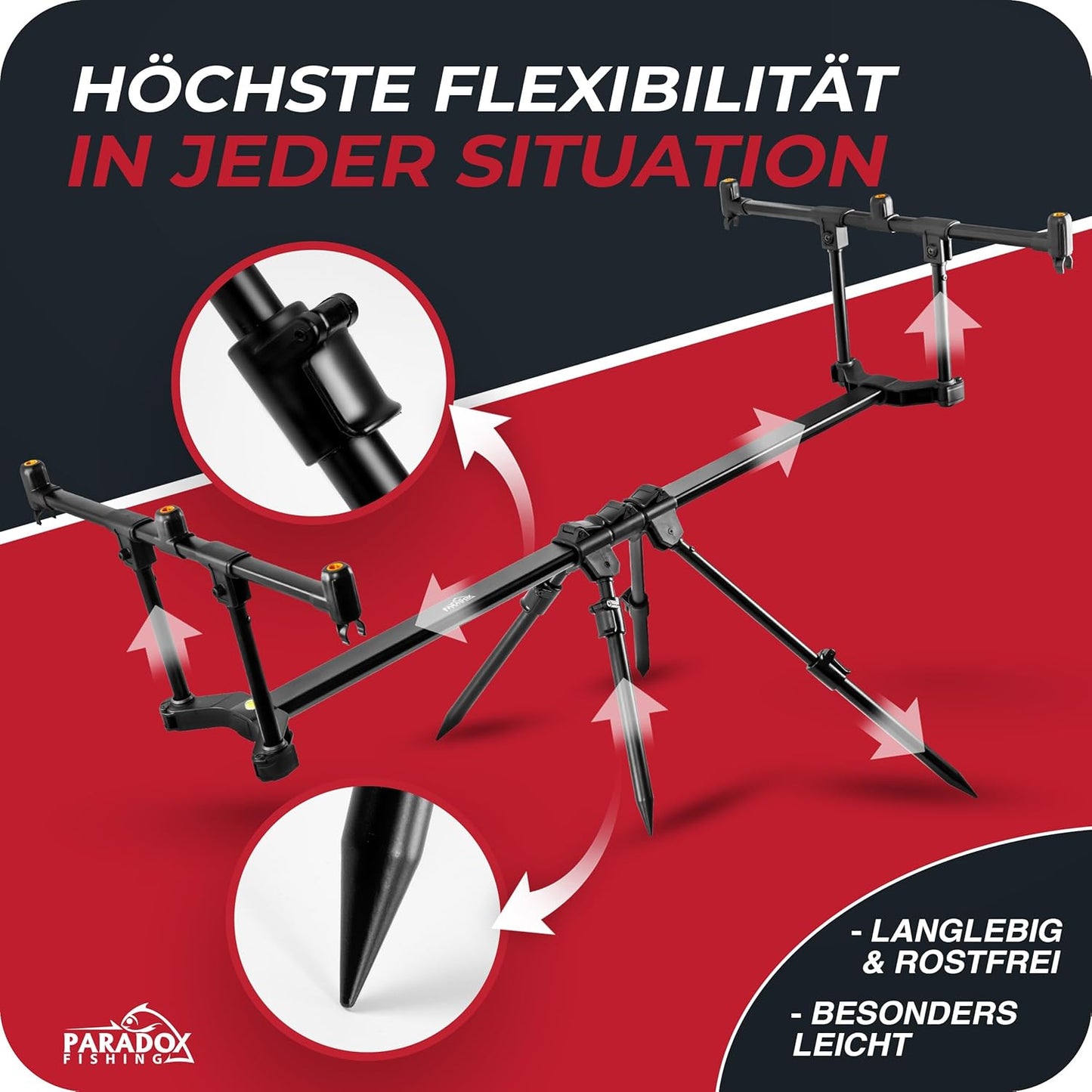 Rod Pod für 3 Ruten, flexibel verstellbar