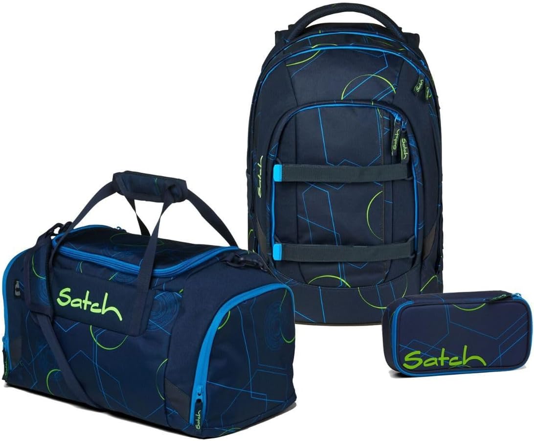 3-teiliges Schulrucksack Set mit Sporttasche, Blue Tech