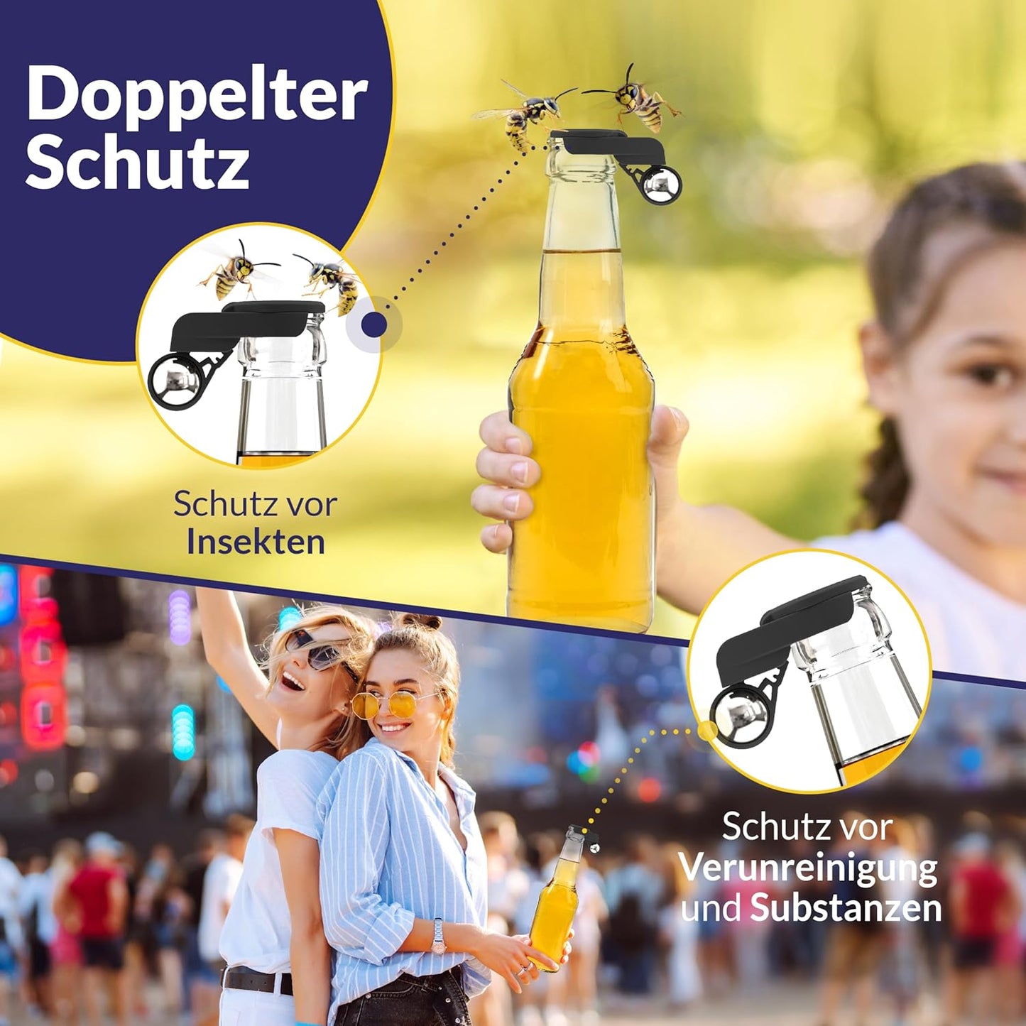 5er-Set Flaschenverschluss-Schutz, 5 X Bunt + Fussball