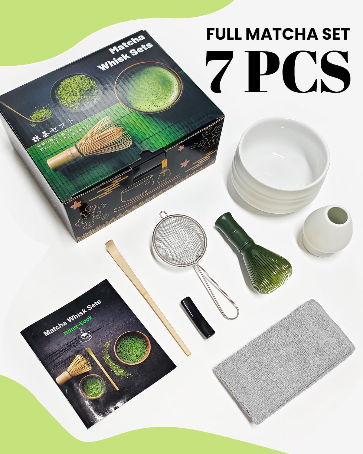 Matcha-Teezubehör-Set, Matcha-schneebesen aus Harz – Weiss