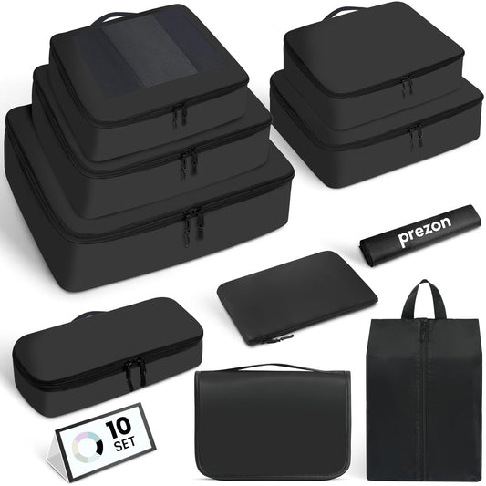 10-teiliges Gepäck-Organizer-Set, 10 Set, Schwarz