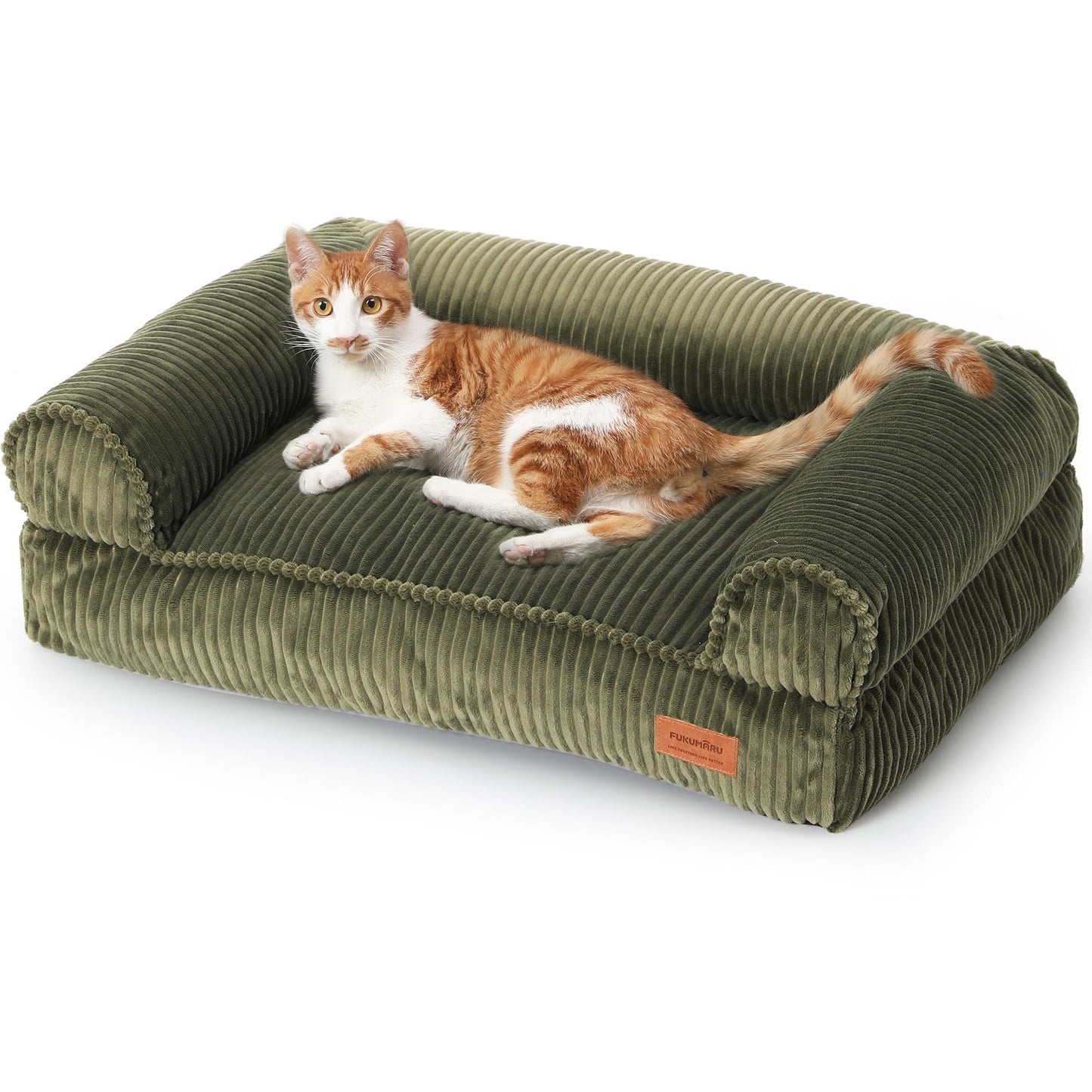 Gemütliches Katzensofa mit waschbarem Bezug, L 72cm x B 52cm x H 22cm Grün