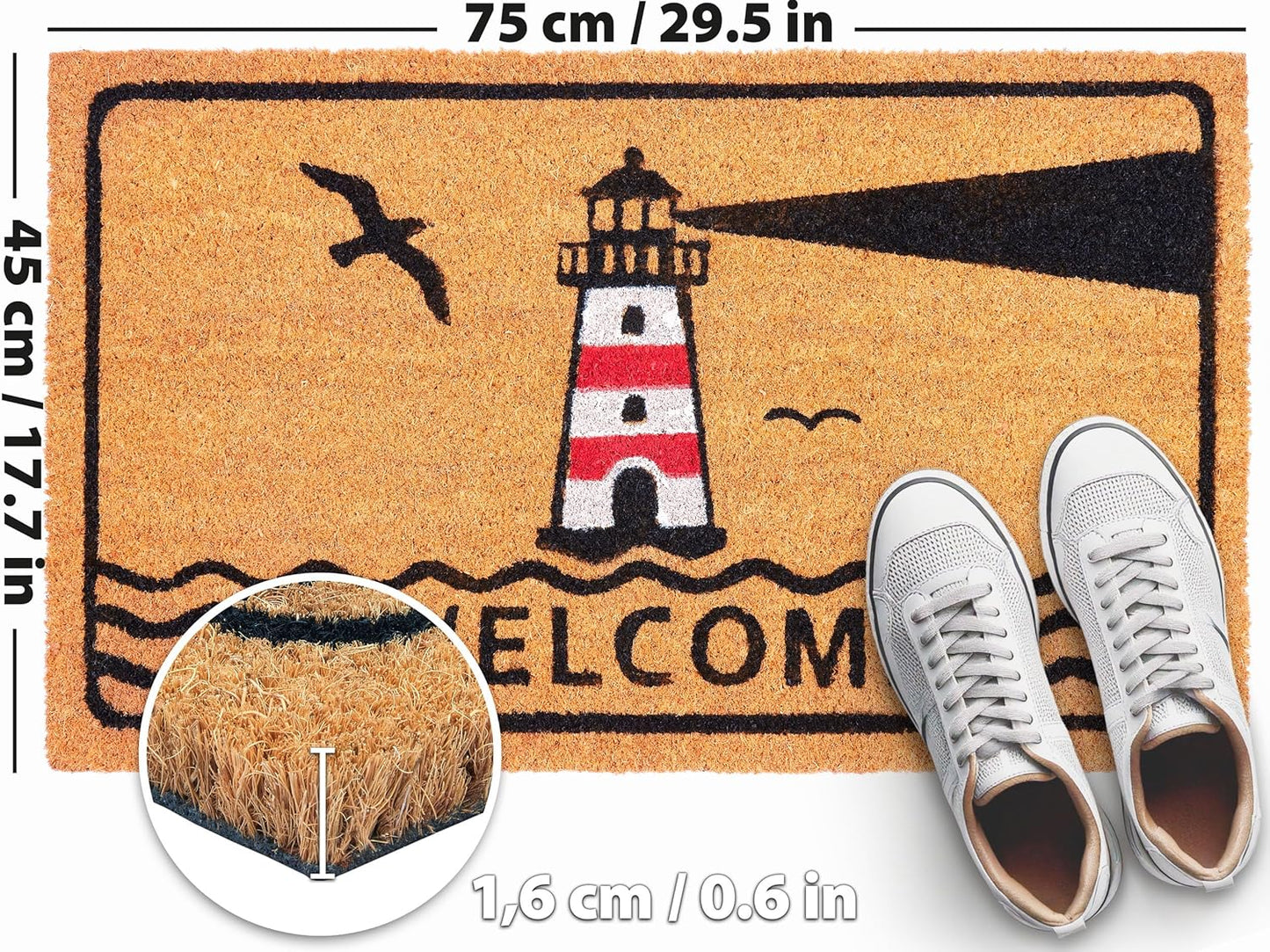 Antirutsch Fussmatte, Welcome - Leuchtturm