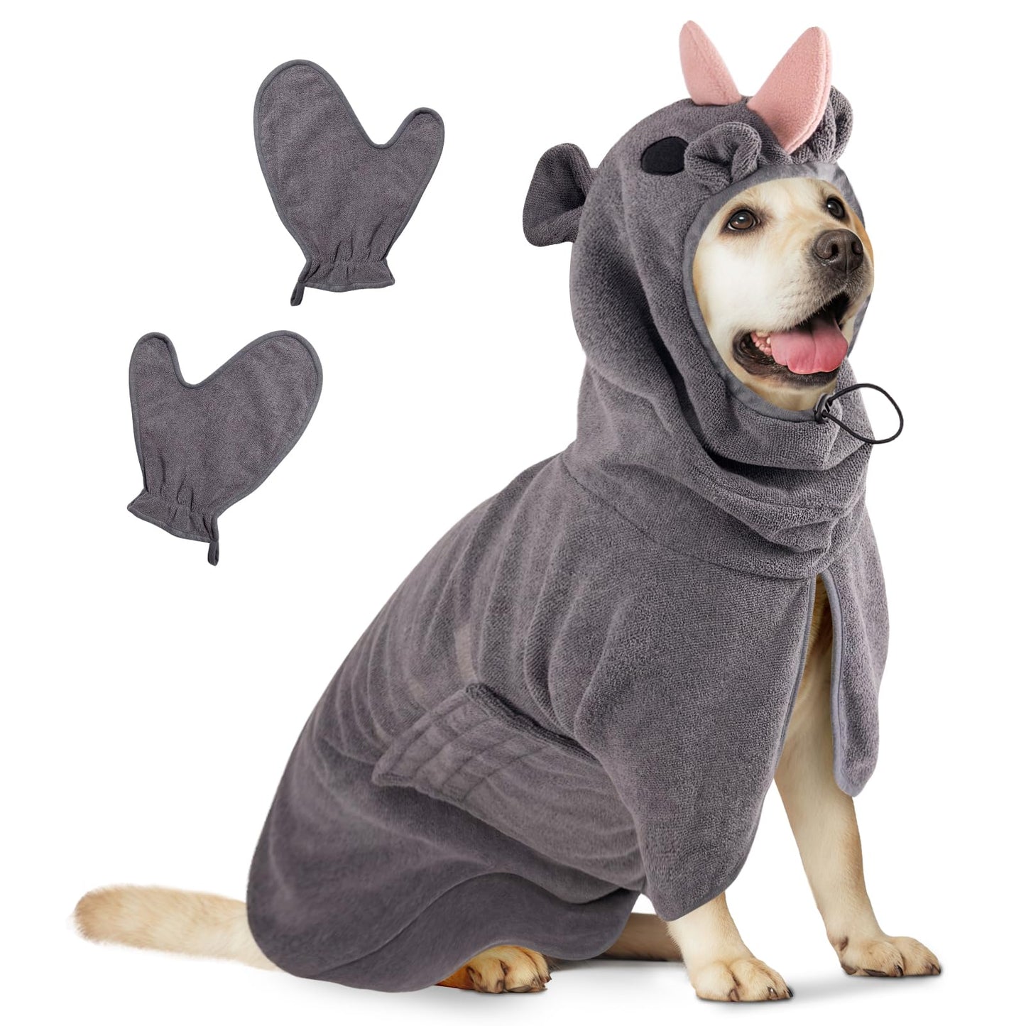 Schnelltrocknender Hunde-Bademantel, L Grau Rosa