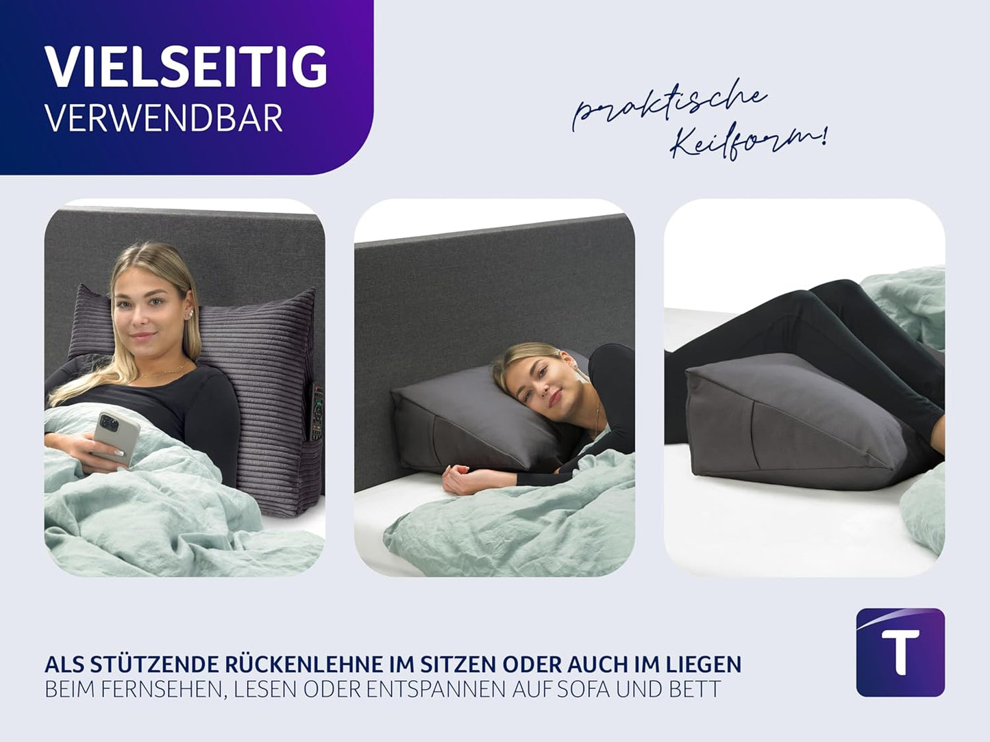 Cozy Rückenkissen mit Kordbezug, 70 x 40 cm, Dunkelgrau Kord (100% Polyester)