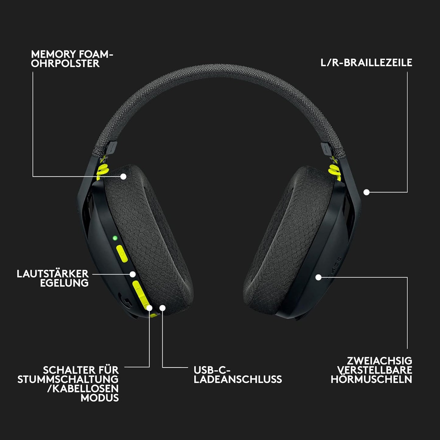 G435 Lightspeed Gaming Headset, Schwarz G435 | +18 Stunden-Akku
