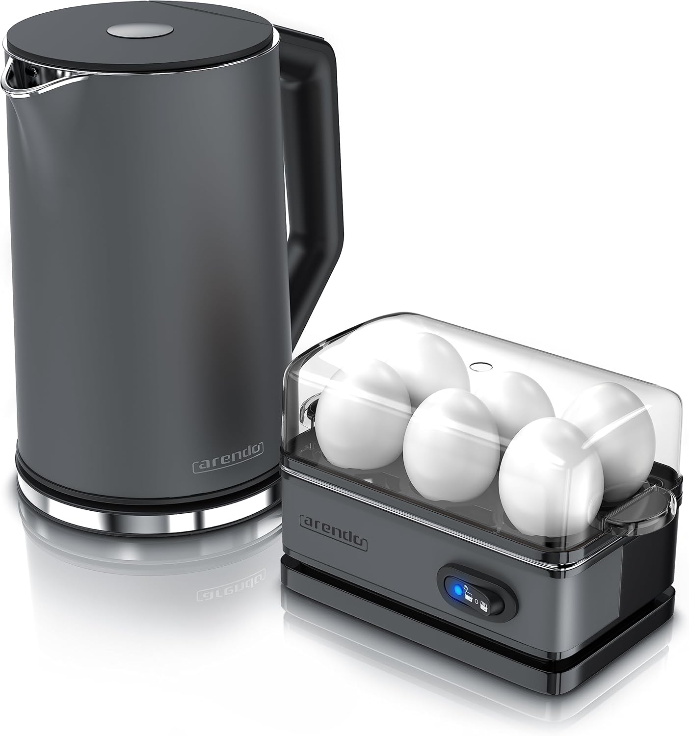 Wasserkocher-Set mit Eierkocher und Warmhaltefunktion, A: Cool Grey