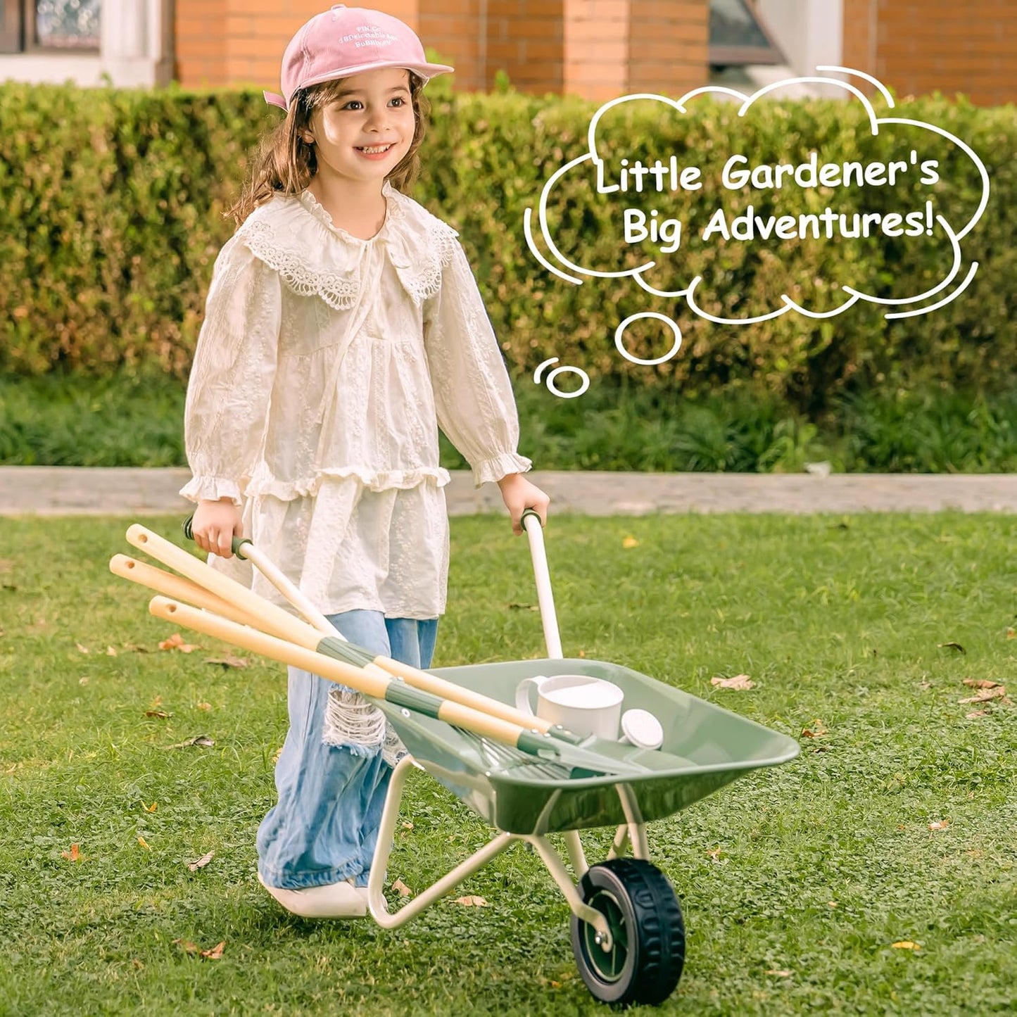 Kinder Gartengeräte-Set mit Schubkarre