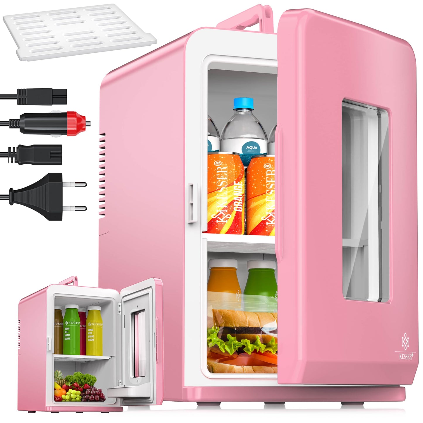 2in1 Mini Kühlschrank mit Kühl- und Heizfunktion, 15L Rosa