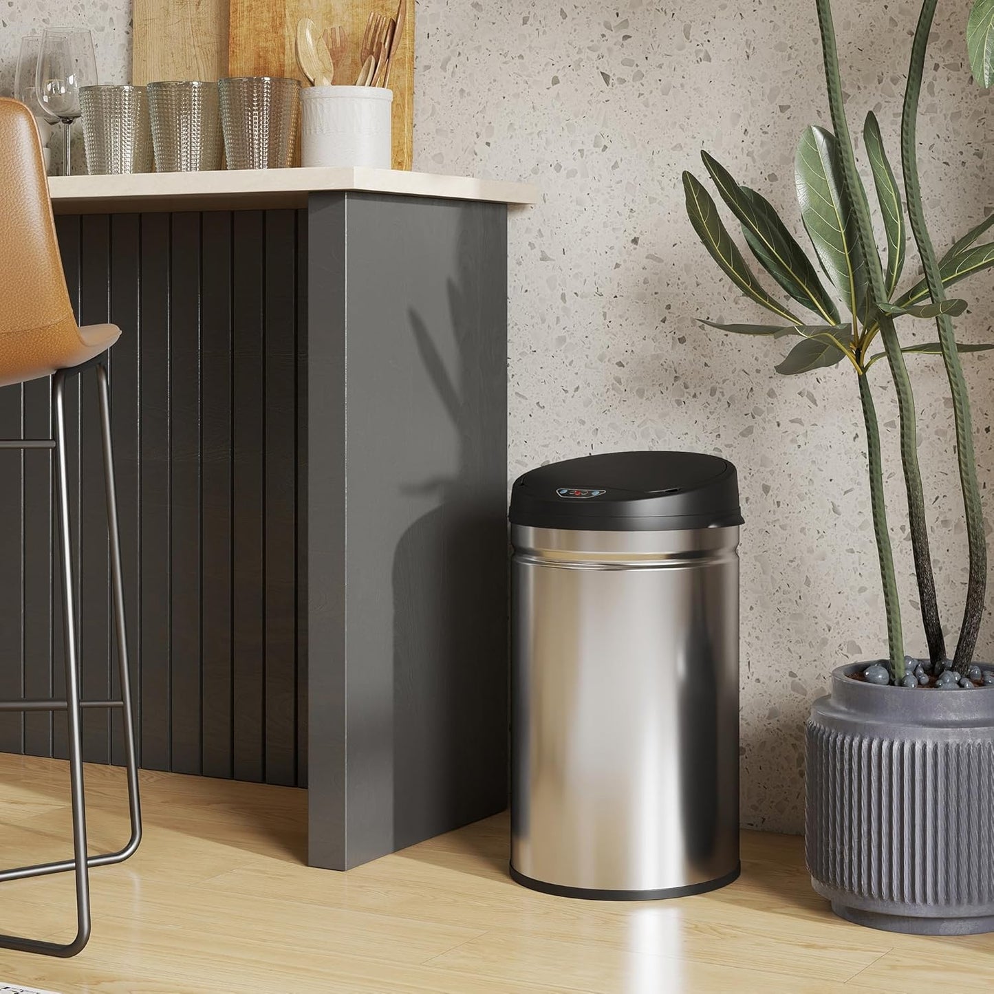 Automatischer Mülleimer mit Sensor, 30L Edelstahl, 30 L Silber