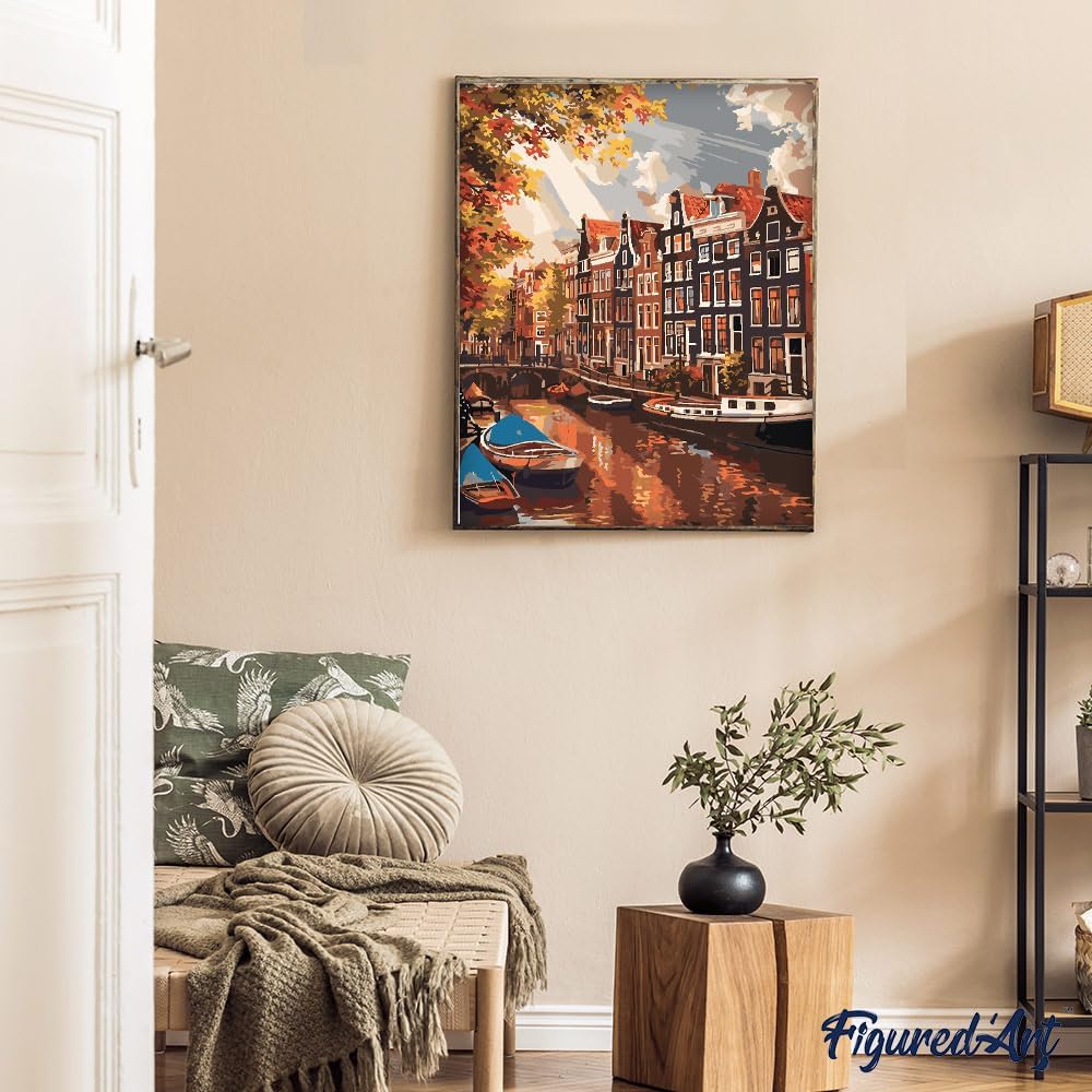 Malen-nach-Zahlen-Set Sonnenschein in Amsterdam, Sonnenschein in Amsterdam 40x50cm Mit Rahmen (bereits gespannt)