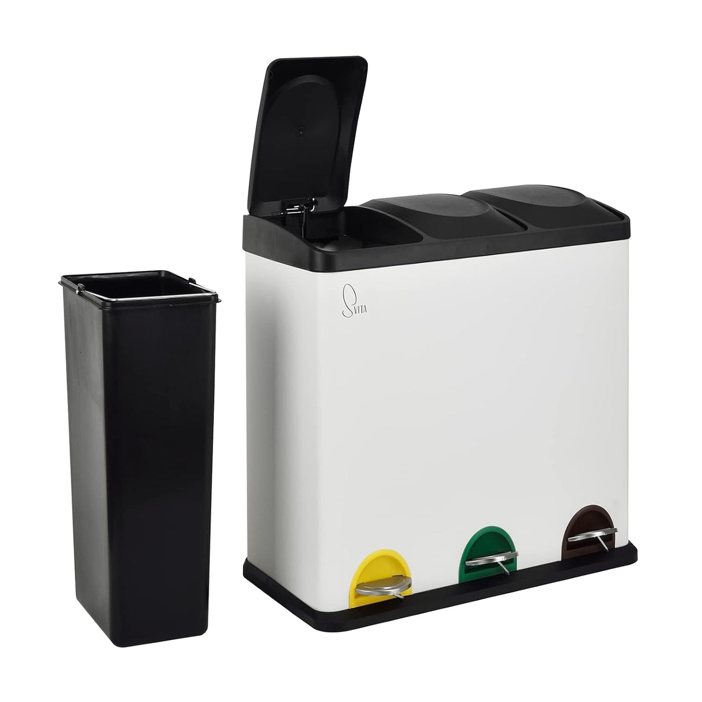 Treteimer TC3X20 für Mülltrennung (3x20L), Weiss