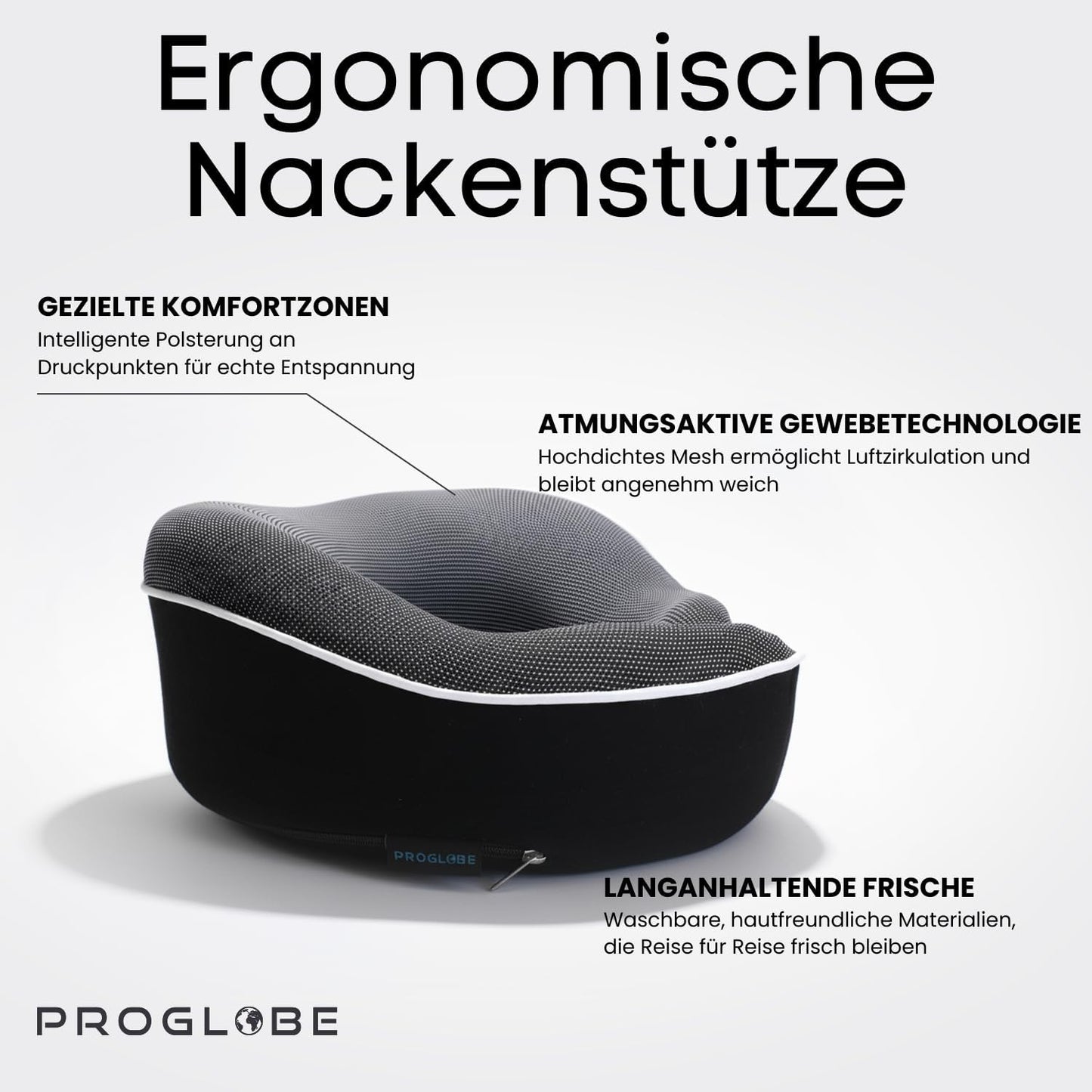Nackenkissen und Schlafmaske, Schwarz