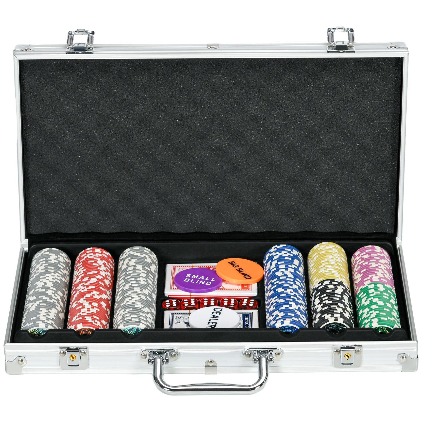 Pokerkoffer mit 300 Chips, 38,5L x 23B x 6,5H cm
