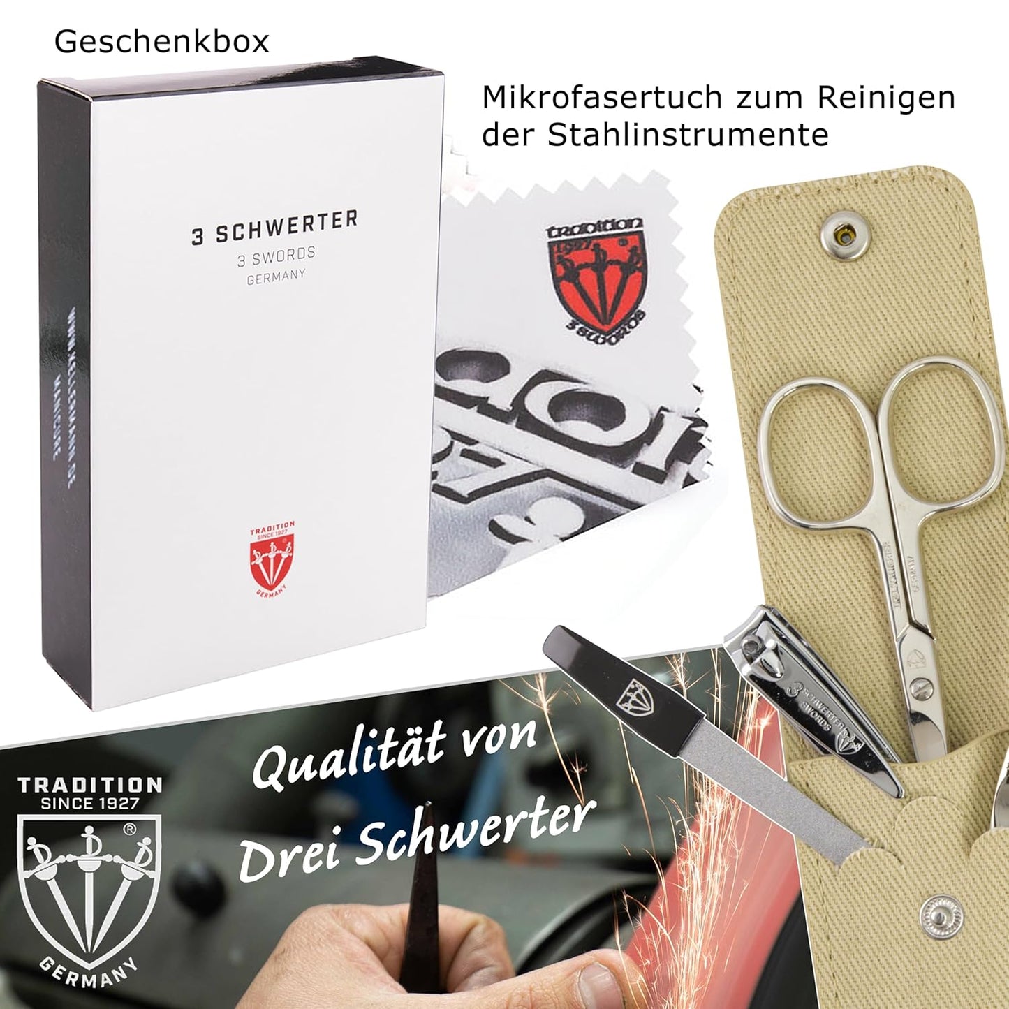 4-teiliges Nagelpflege-Set Capri mit Etui, SAND