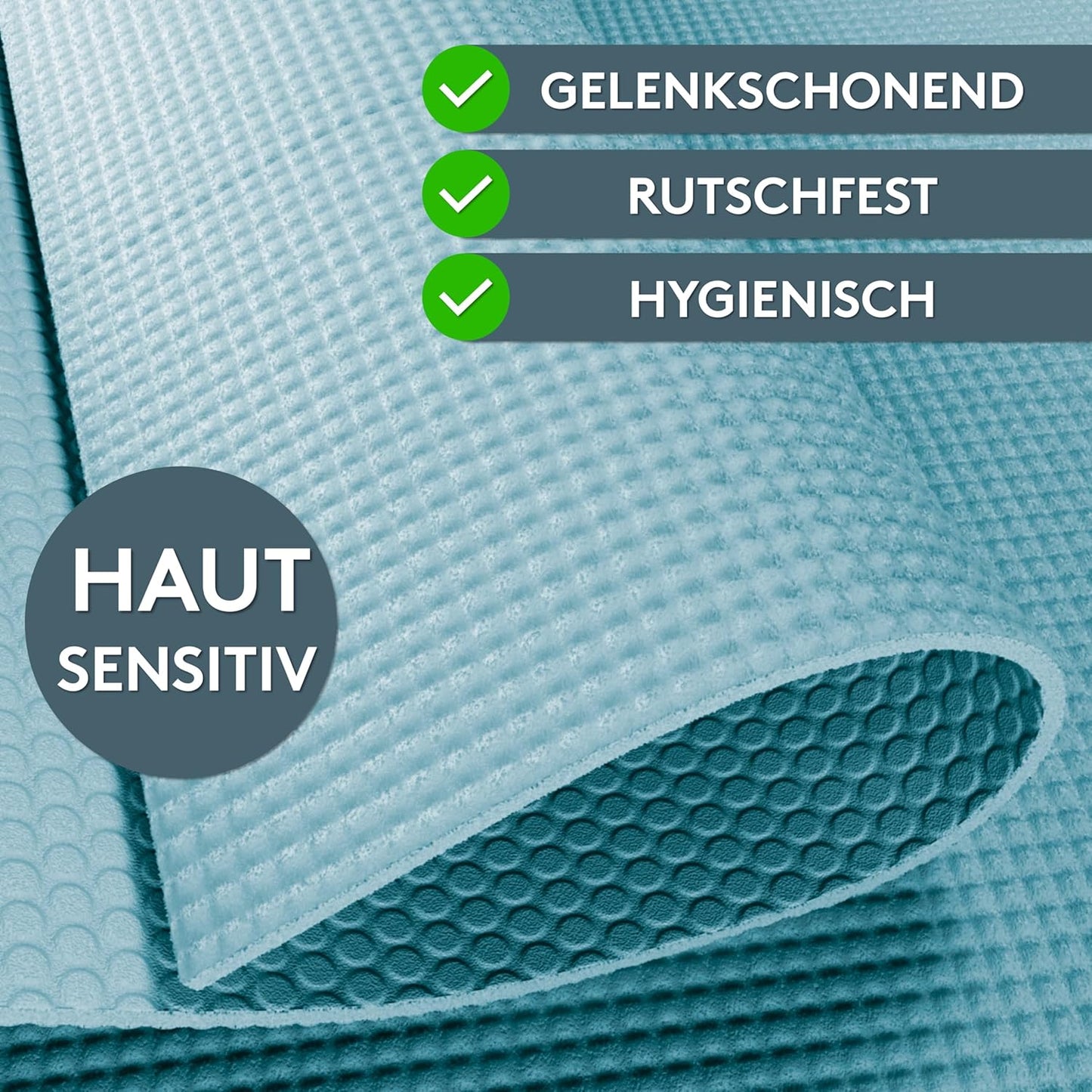 Yoga- und Fitnessmatte mit Tragegurt (180x60cm), 60 x 180 cm Türkis