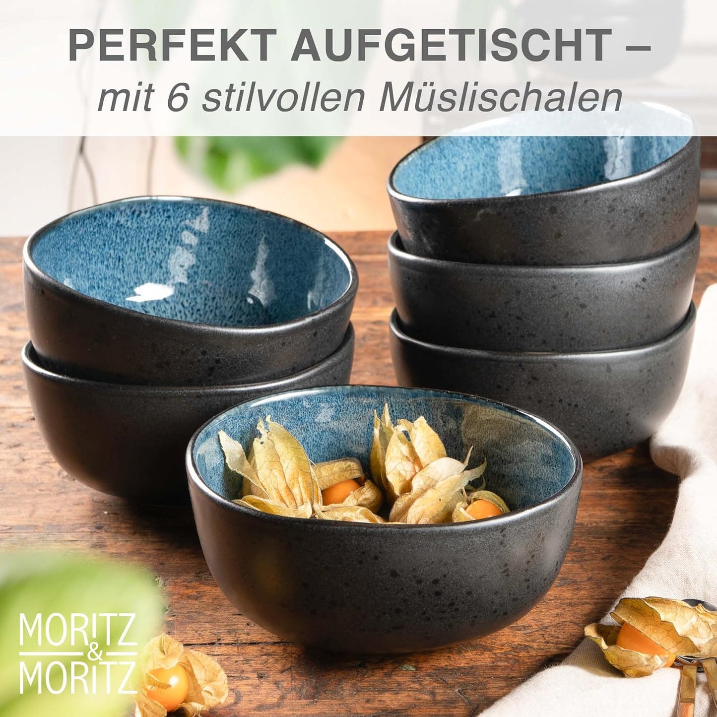 ORGANIC Müslischalen-Set, Blau Schalen (6x)