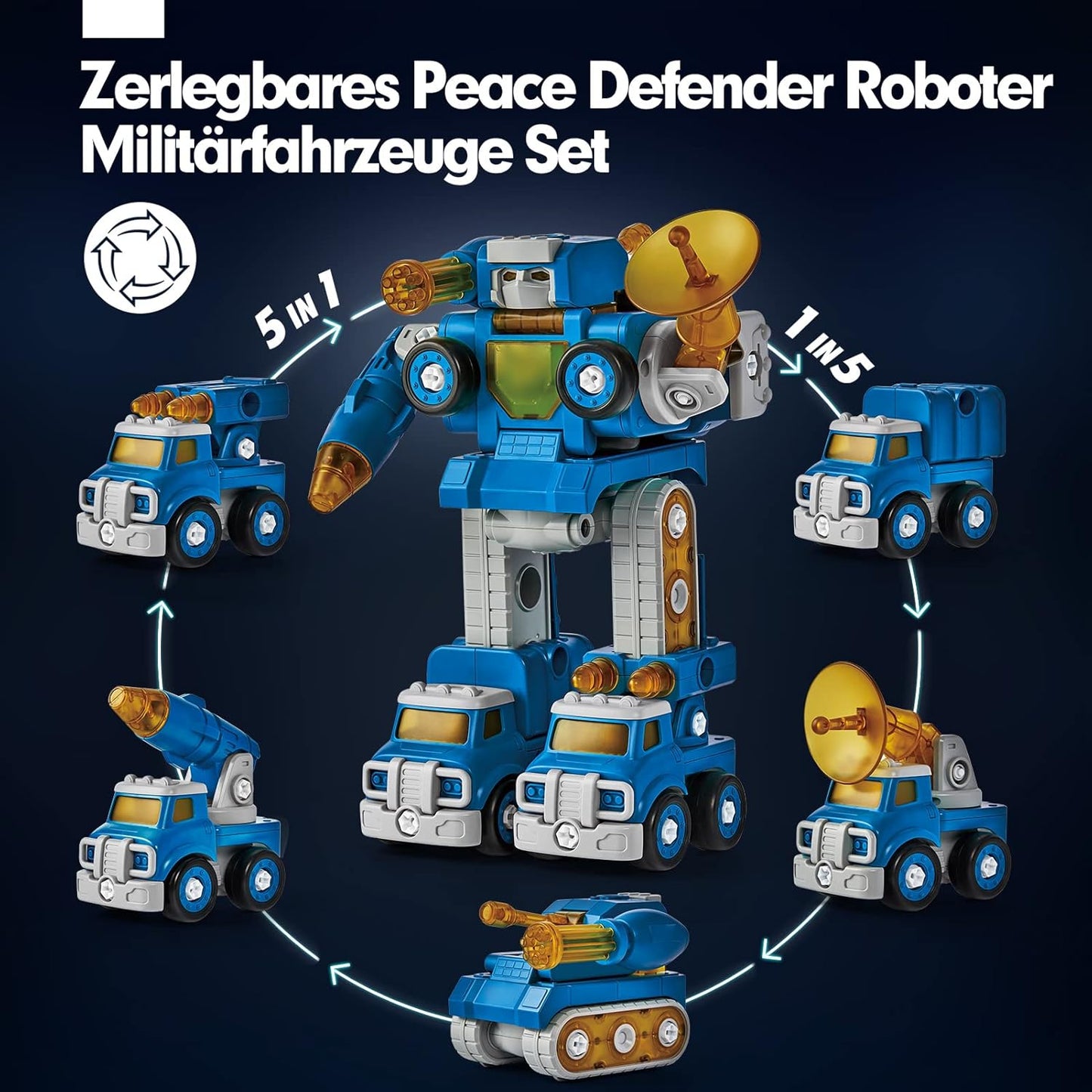 5 in 1 Roboter Spielzeug, Bule - Zerlegbarer Roboter