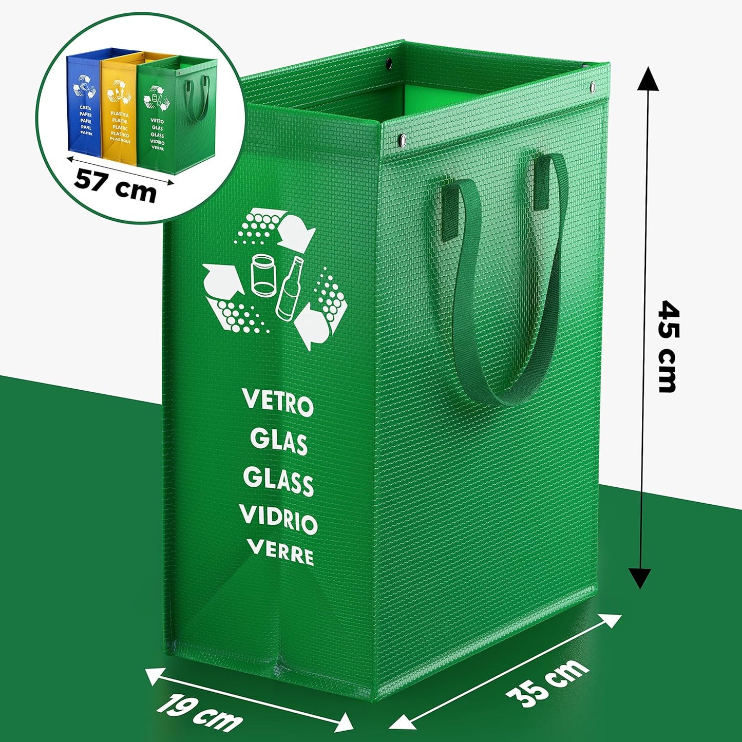 3-teiliges Mülltrennsystem, Mini ohne Deckel Color Edition