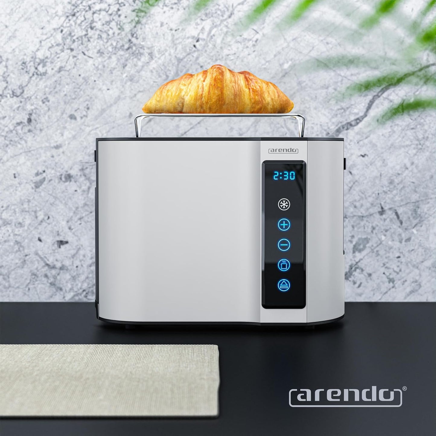 Touch Toaster mit Display und Brotscheibenzentrierung, B: Weiß
